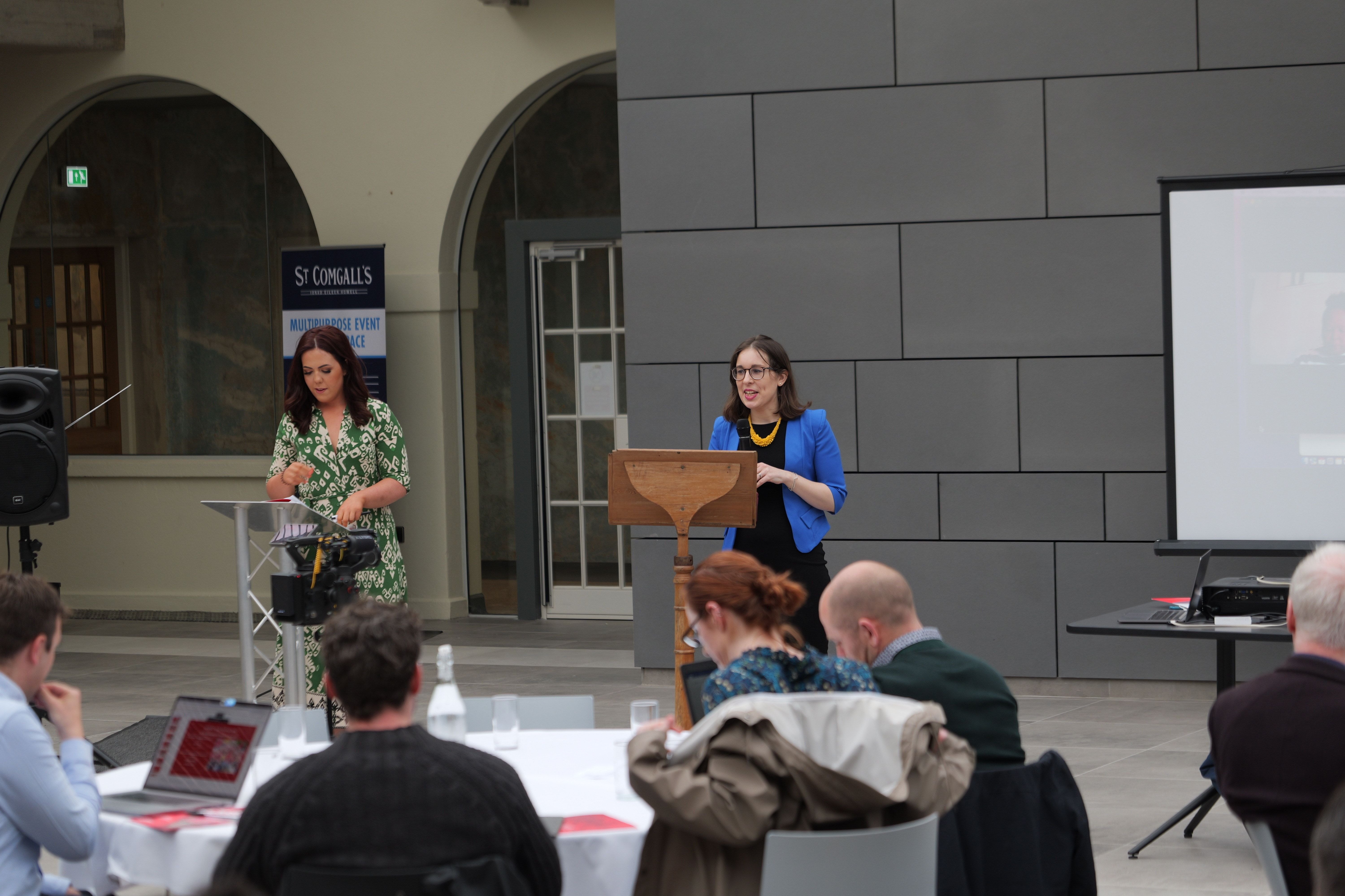 FÁILTE: Dr Síobhra Aiken and Dr Órla Nic Oirc opening the successful conference 
