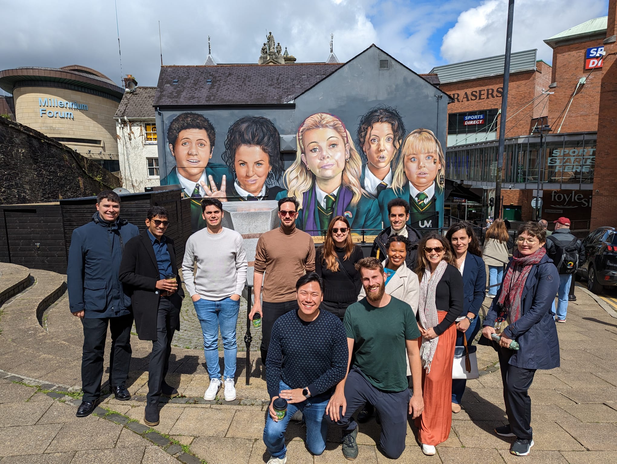 CREAM OF CROP: Europe\'s most brilliant young innovators gathered in the Donegal Gaeltacht last week for the MIT Innovators Under 35 Europe celebration. On Thursday, they visited Magee campus of Ulster University - and visited the Derry Girls mural