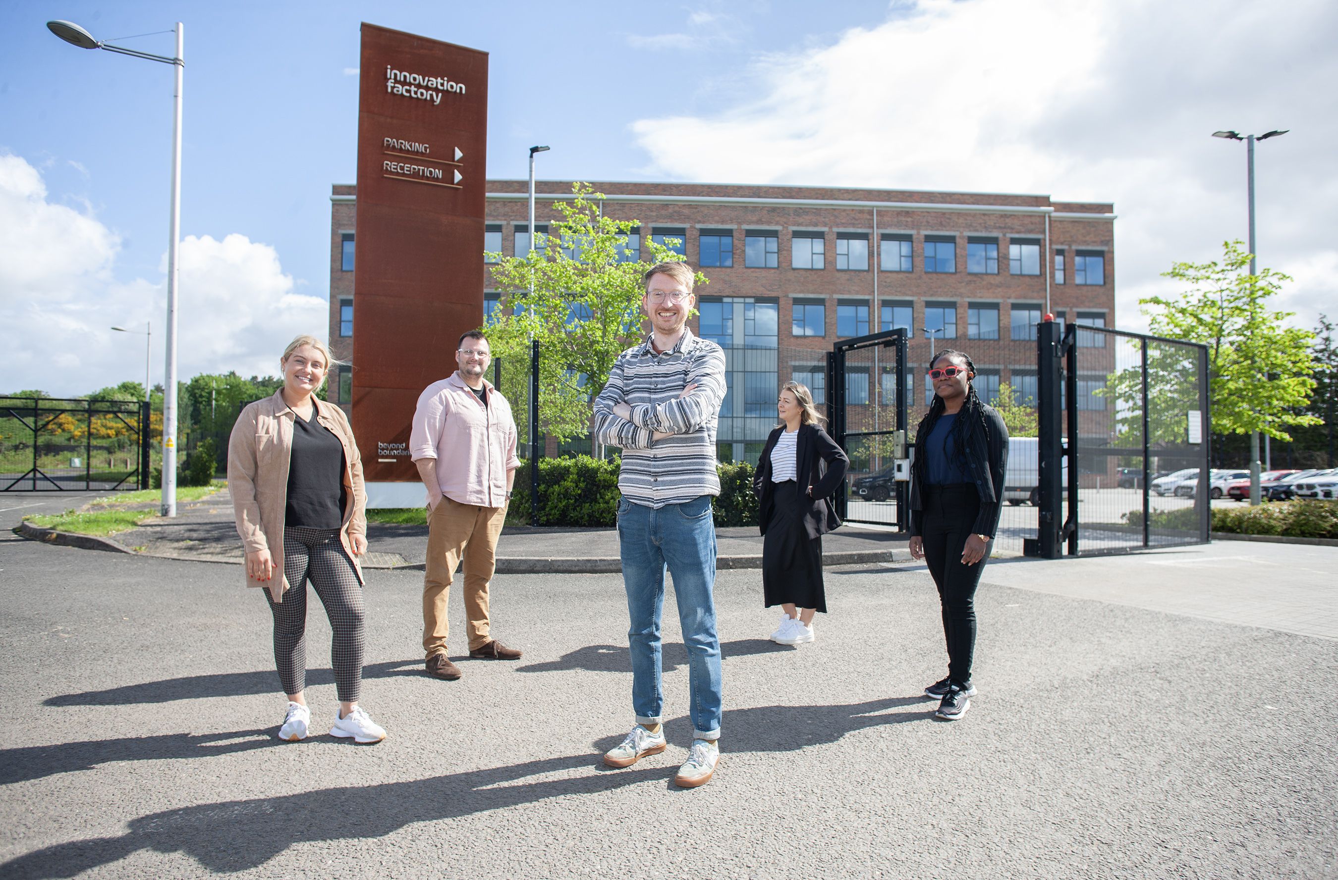 ENTREPRENEURIAL: Some of the team at the Innovation Factory on the Springfield Road