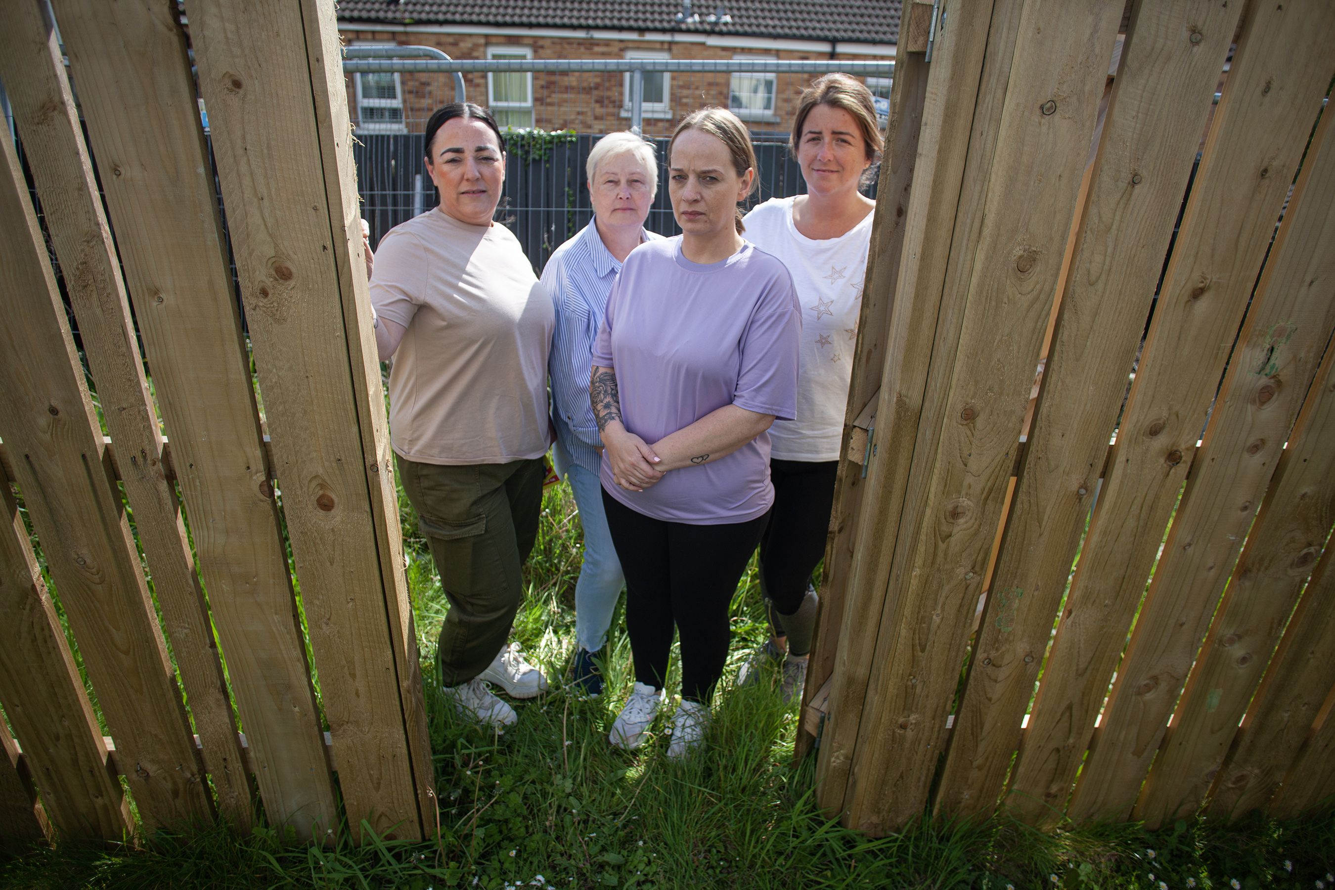 NO GO: Ursula Meighan from the Workers\' Party with Springfield Heights residents Maura Barnes, Andrea Magee and Michelle Crooks