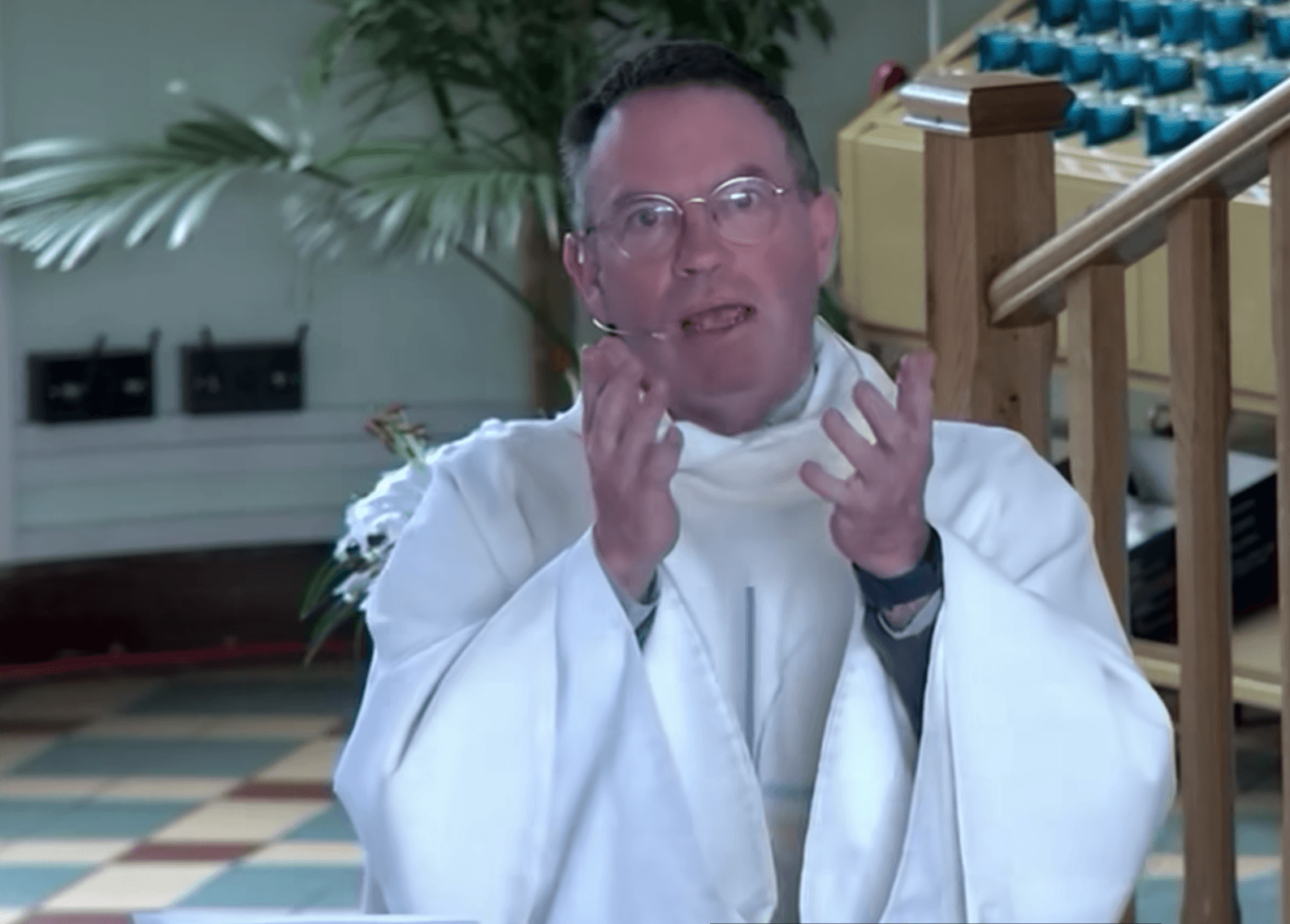HOMILY: Fr Martin Magill addressing the webcam on Saturday night