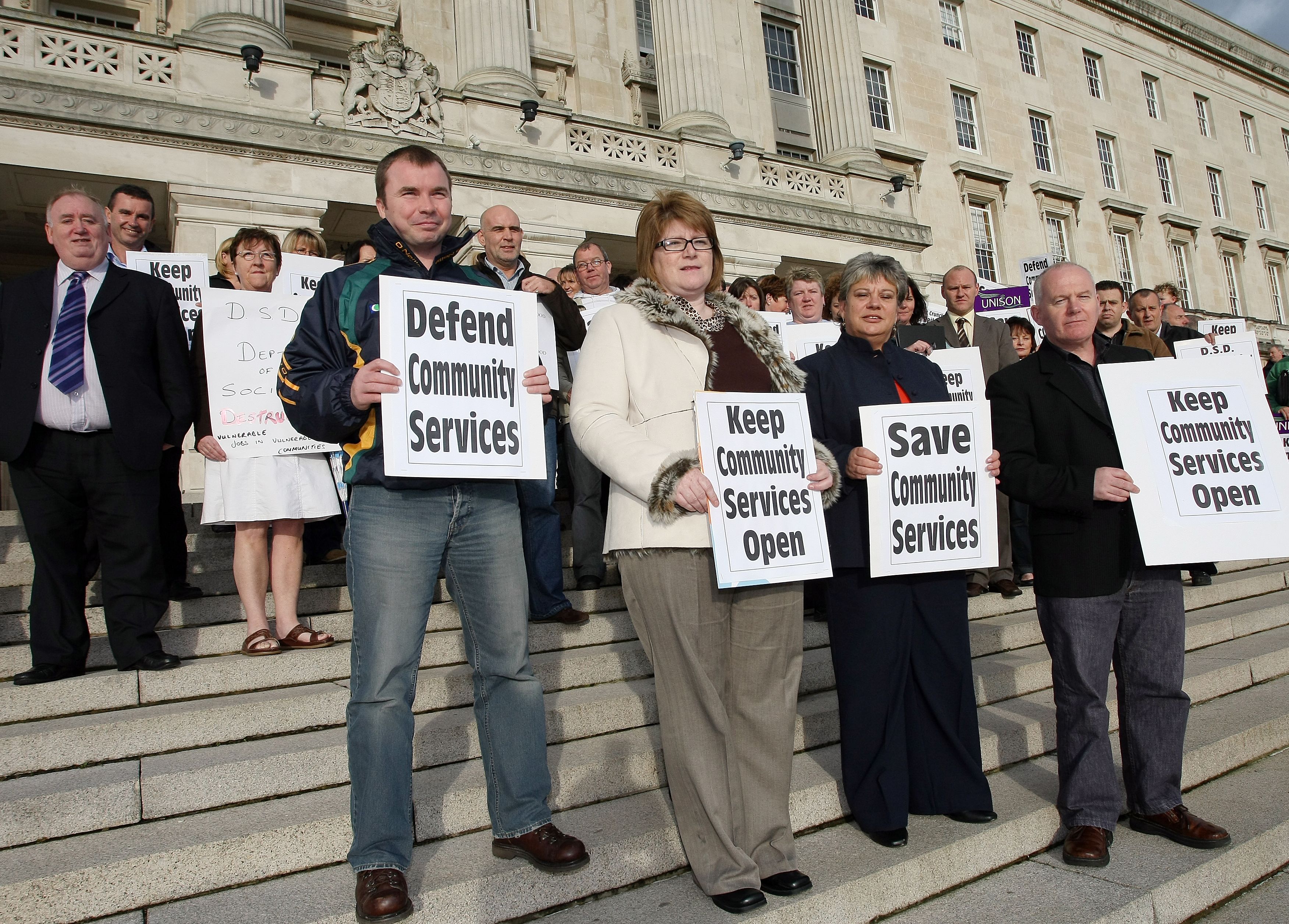 PROTEST: Outside the non-functioning Stormont, people express their concern