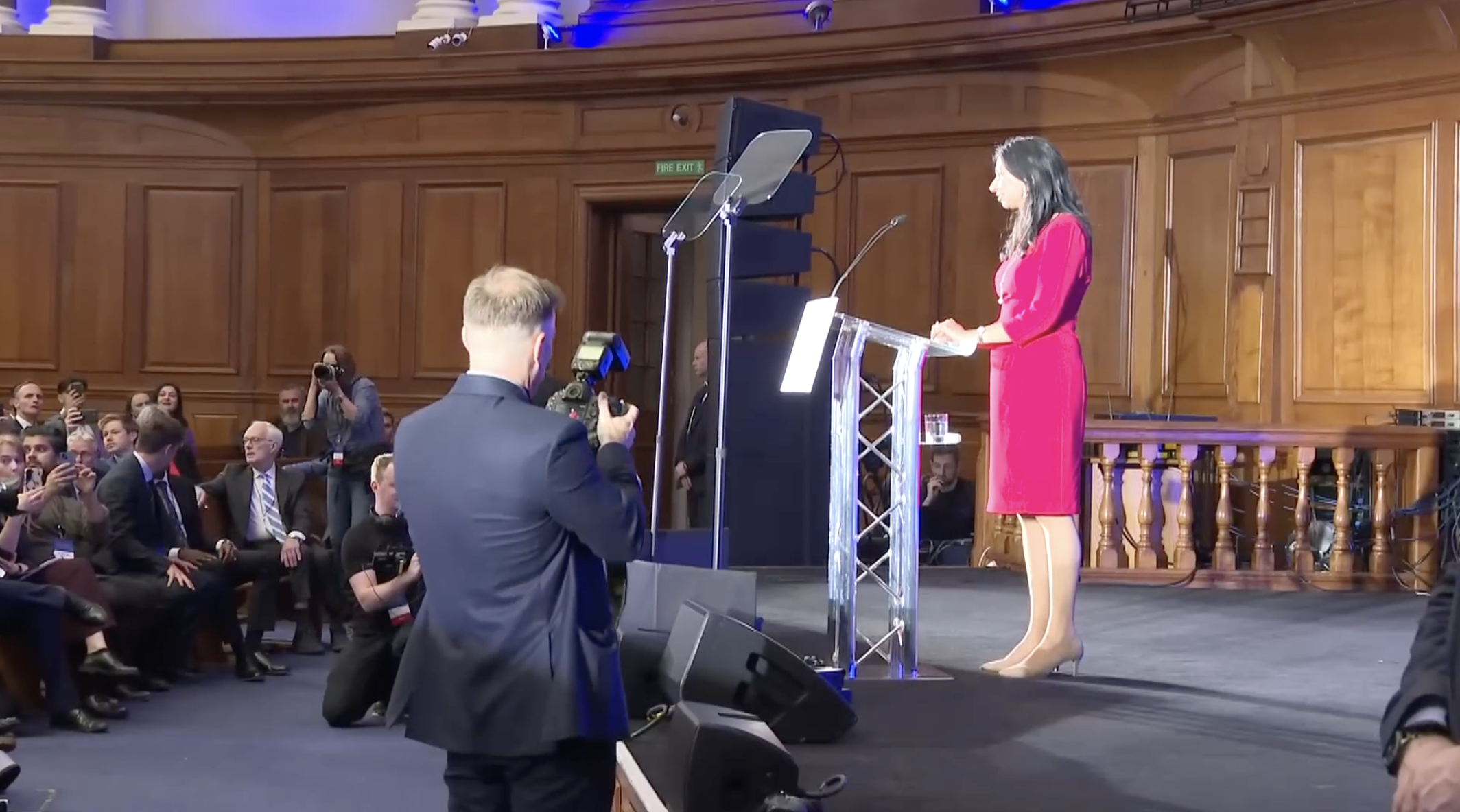 JOB DONE: Cruella Braverman addressing the conference of National Socialists – sorry, National Conservatism 