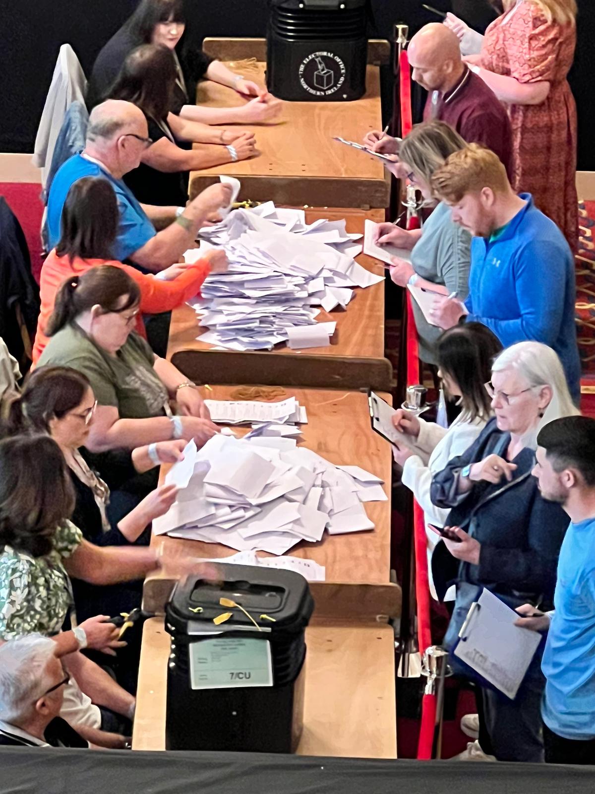 COUNTING: Boxes were opened at 8am in Belfast City Hall this morning