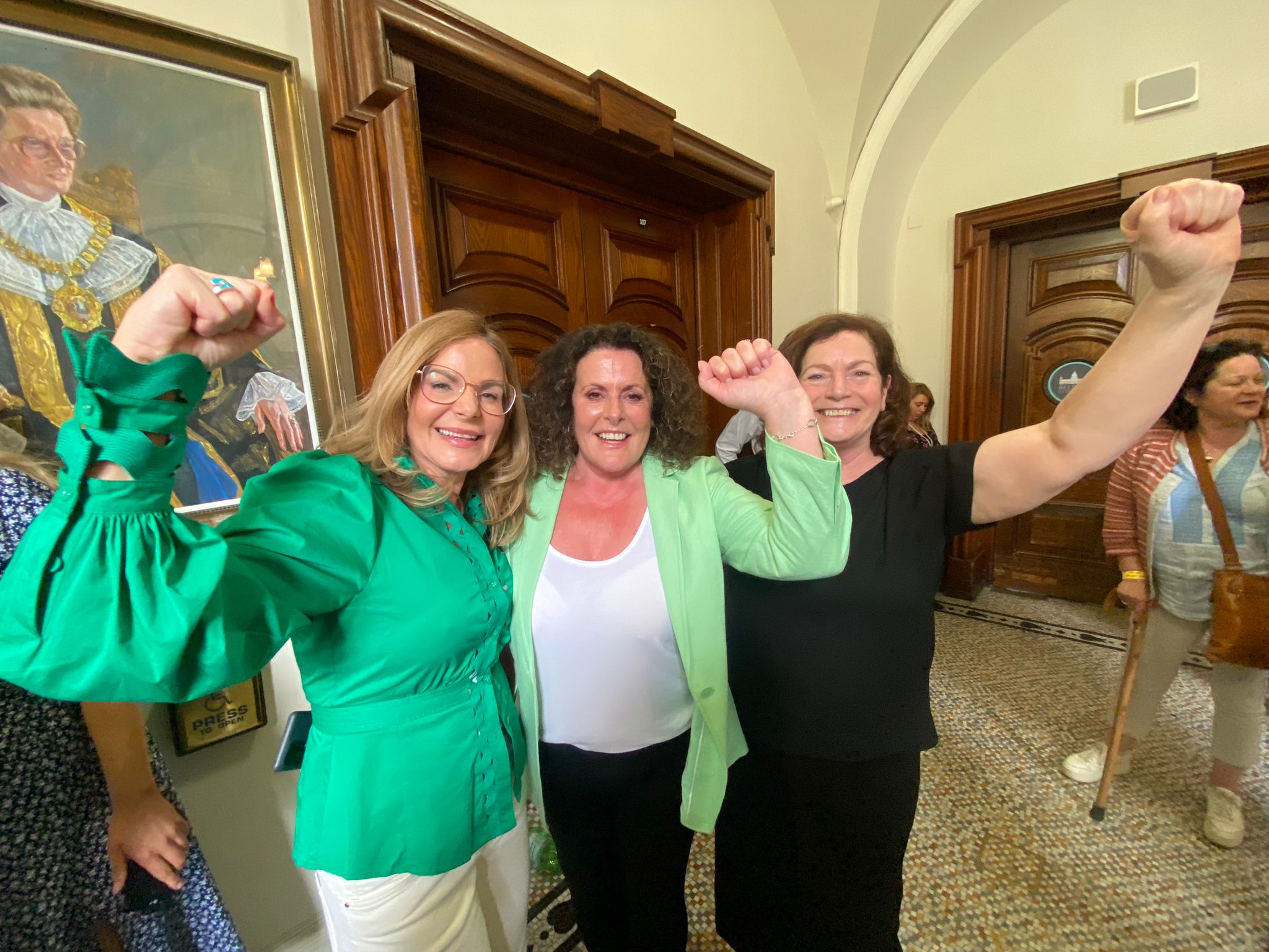 CELEBRATING: Tina Black, Bronagh Anglin and Geraldine McAteer were all elected to Belfast City Council on Friday for Sinn Féin 