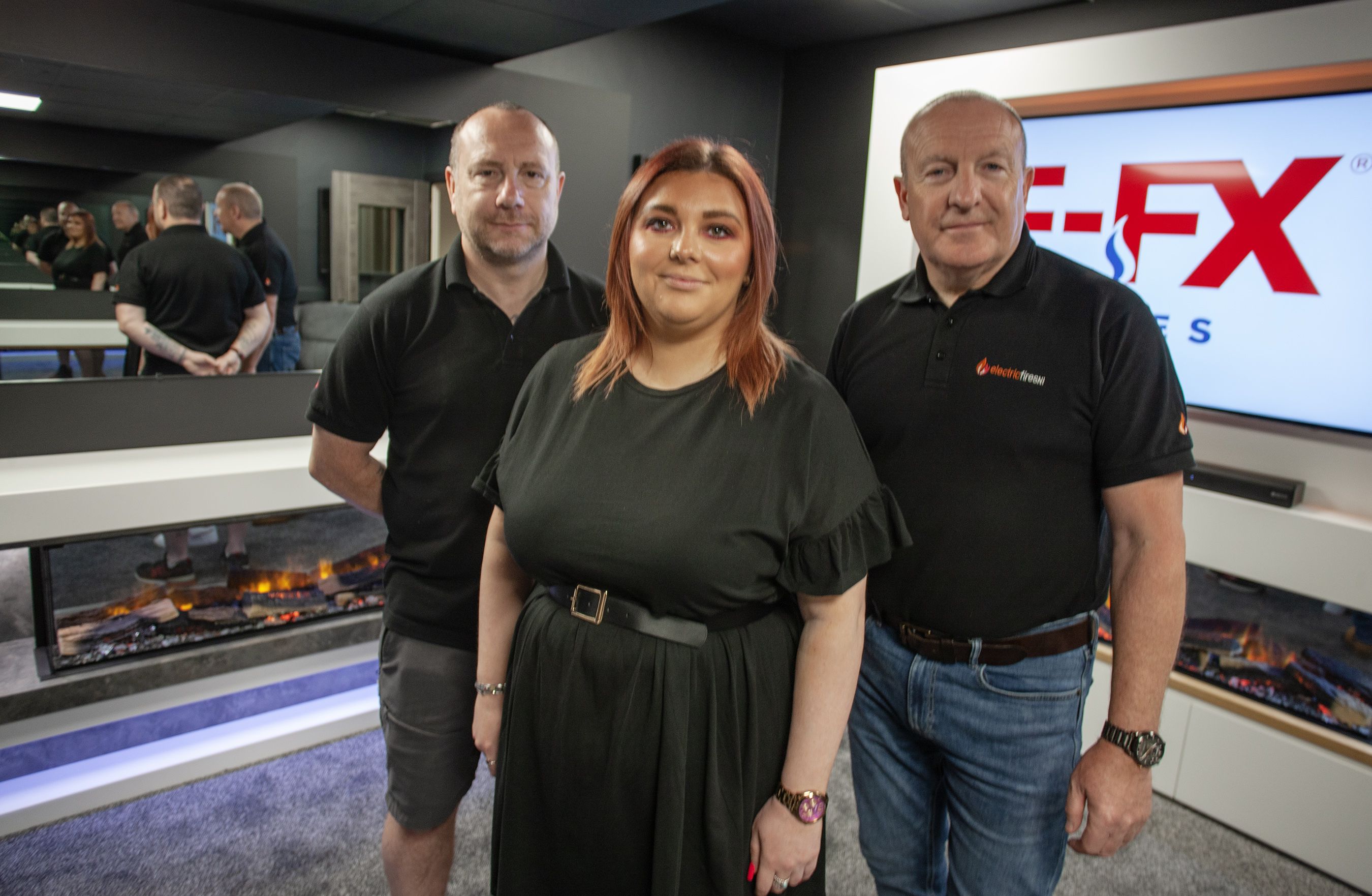 Trevor Best, Stacey Best and Mark Duff from Electric Fires NI