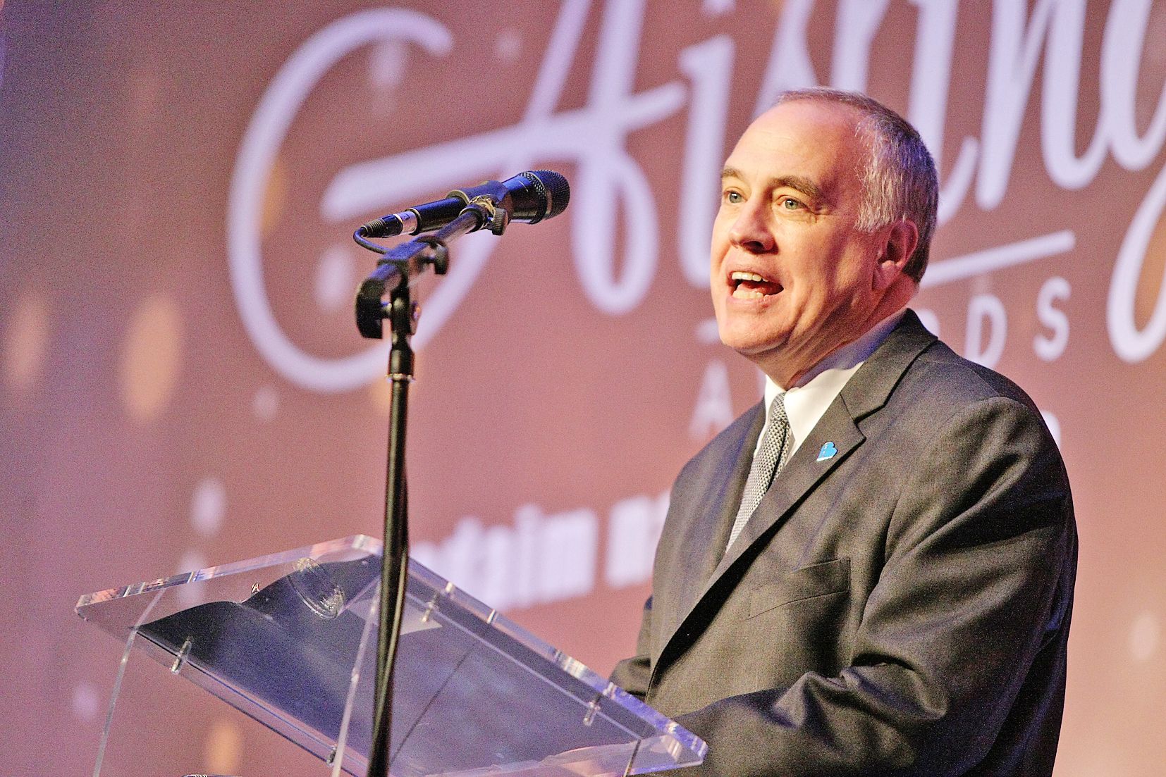 PEACE PROCESS INVESTMENT: NY State Comptroller Tom DiNapoli addressing the Aisling Awards in Belfast back in 2014