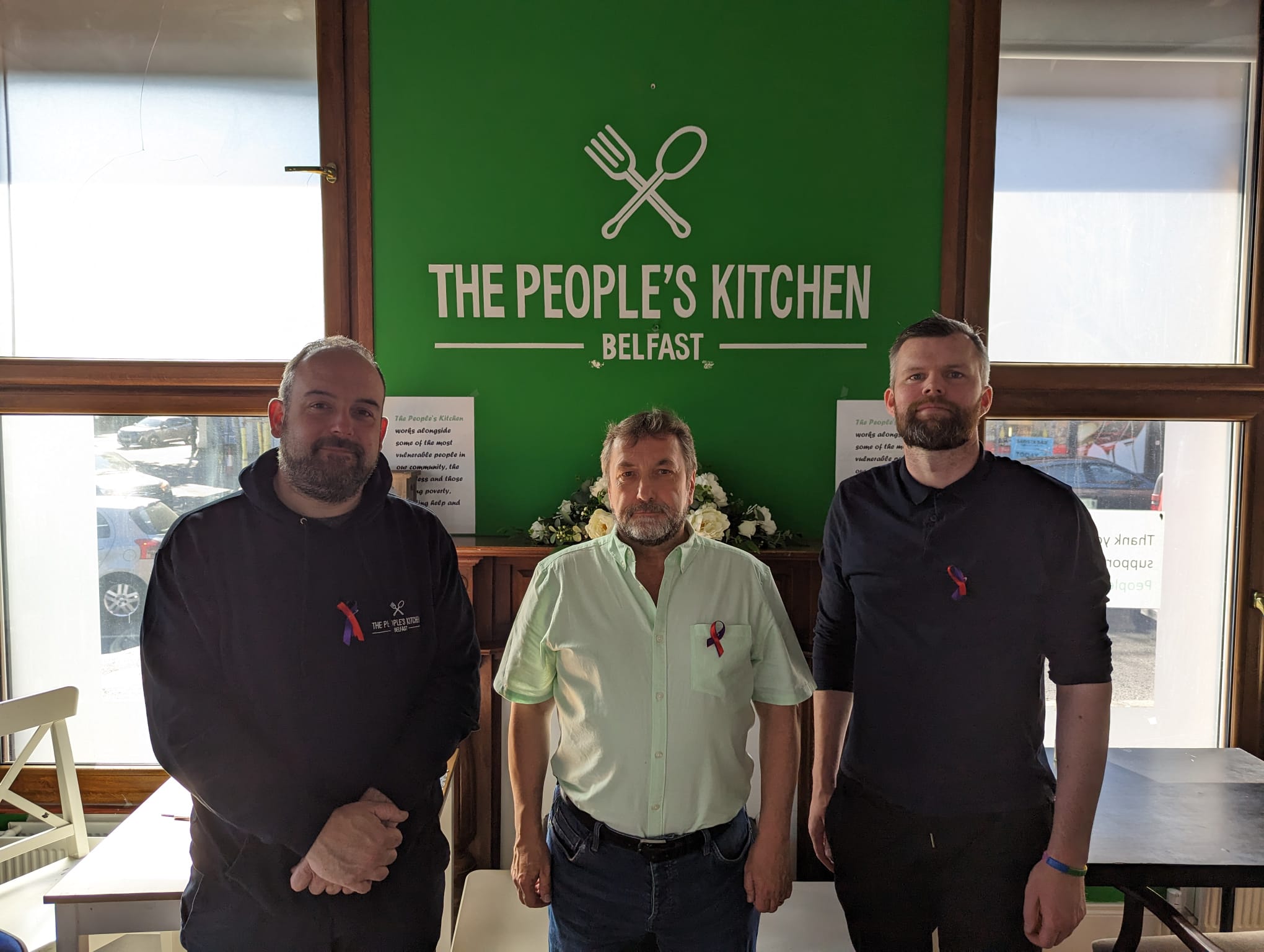 DRUGS DEMO: Councillor Paul McCusker, Damian McNairney (People’s Kitchen) and Gerry Carroll MLA