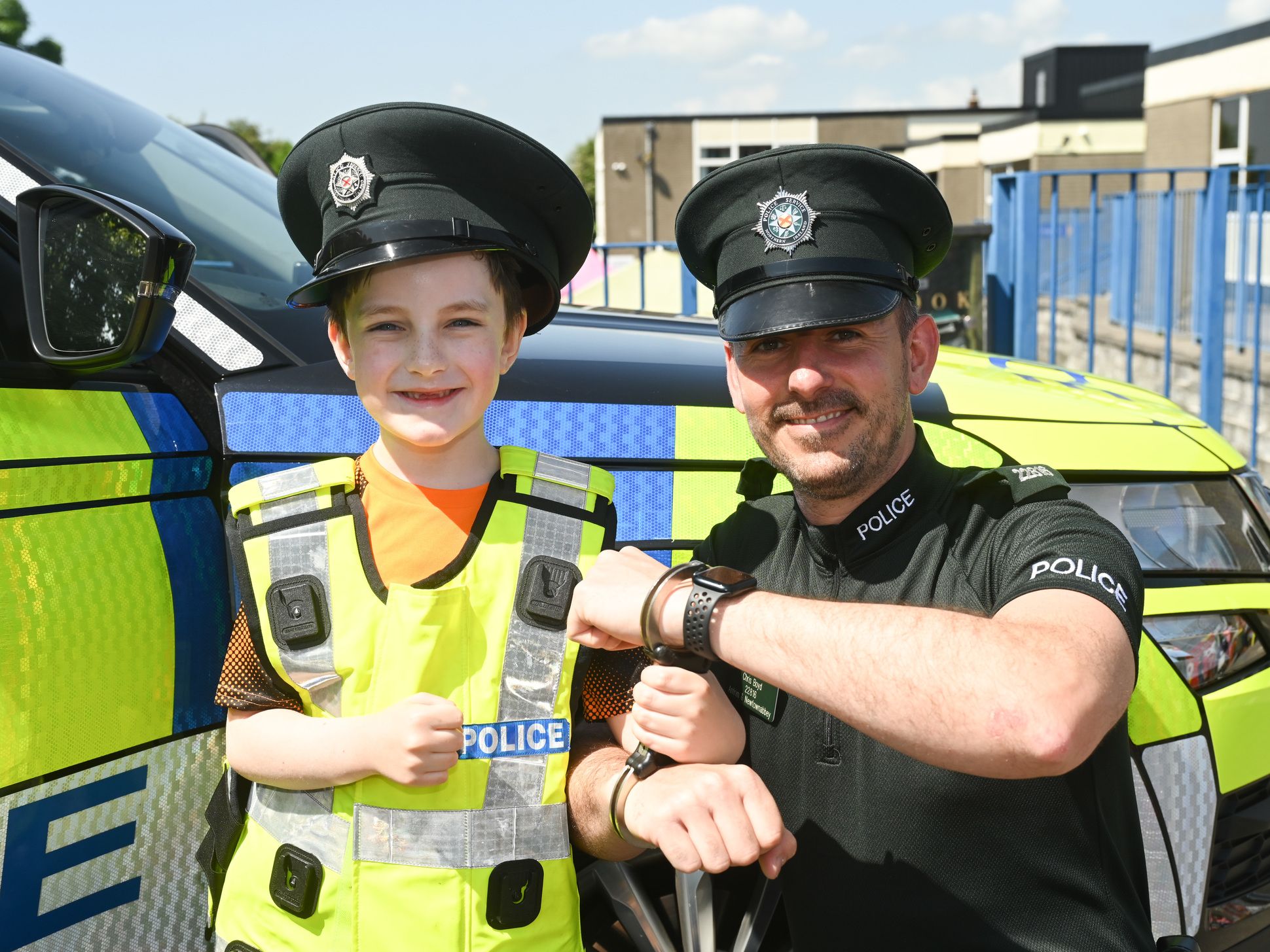 Caspar Knox with PSNI officer Chris