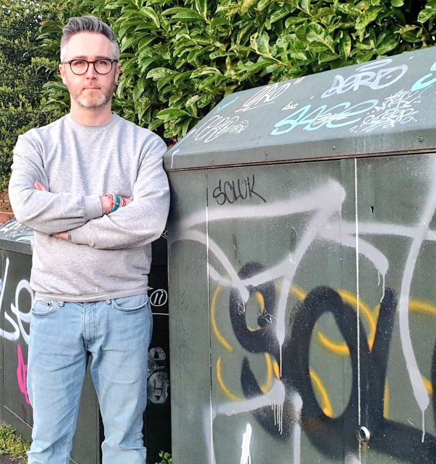 OVER TO YOU: Cllr Gary McKeown has put forward a motion to make companies responsible for cleaning the graffiti on their public property