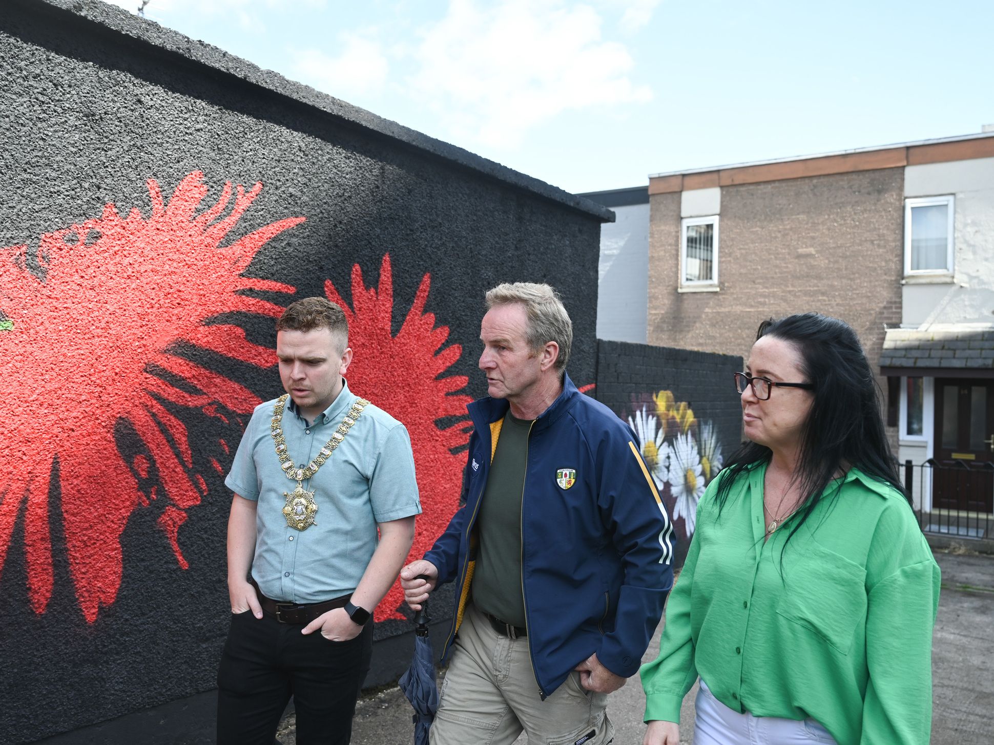 Lord Mayor Ryan Murphy, Sinn Féin councillor JJ Magee and Kerry McKernan