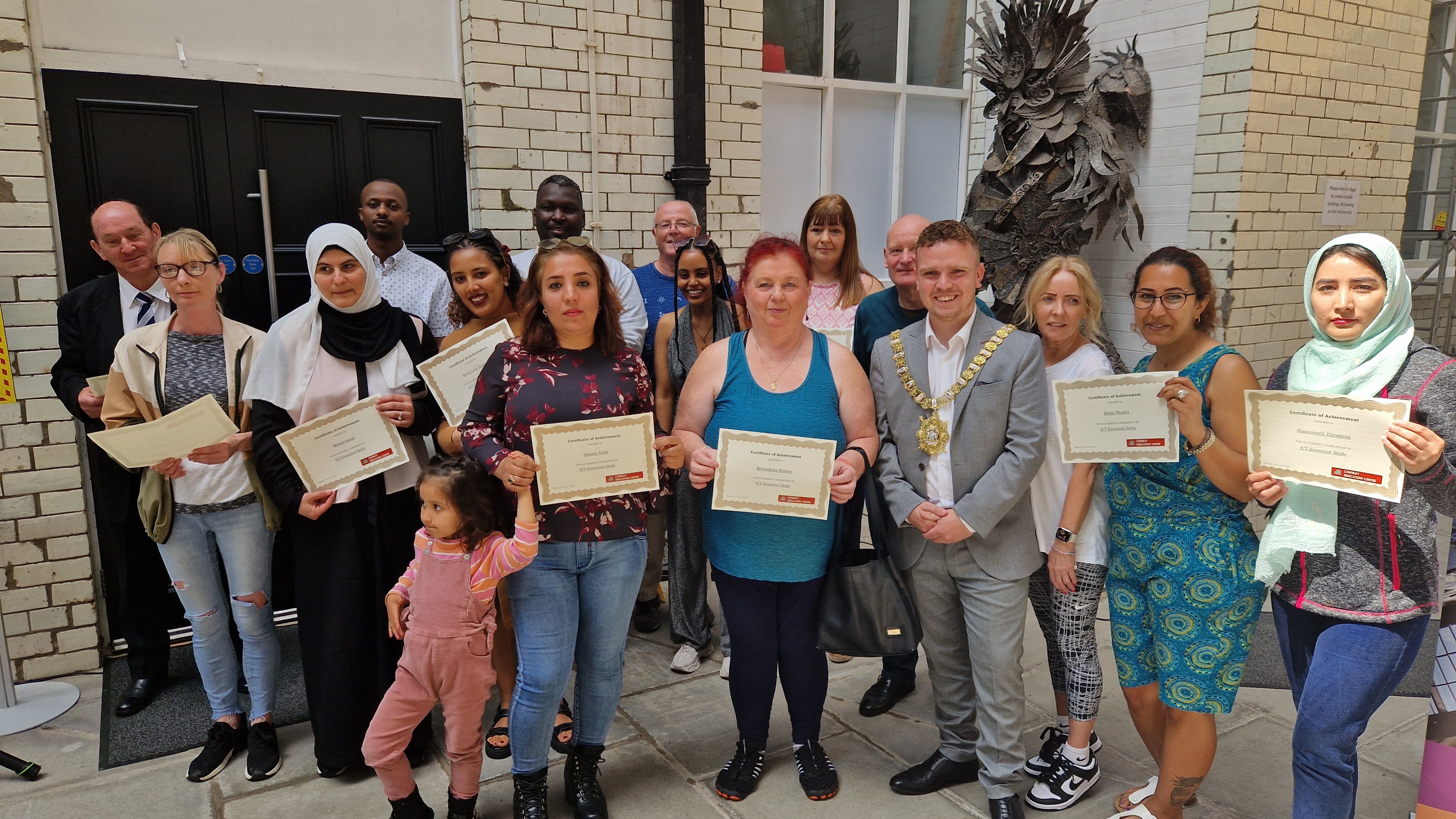 CONWAY MILL: Lord Mayor Ryan Murphy with students from Conway Education Centre after receiving their certificates