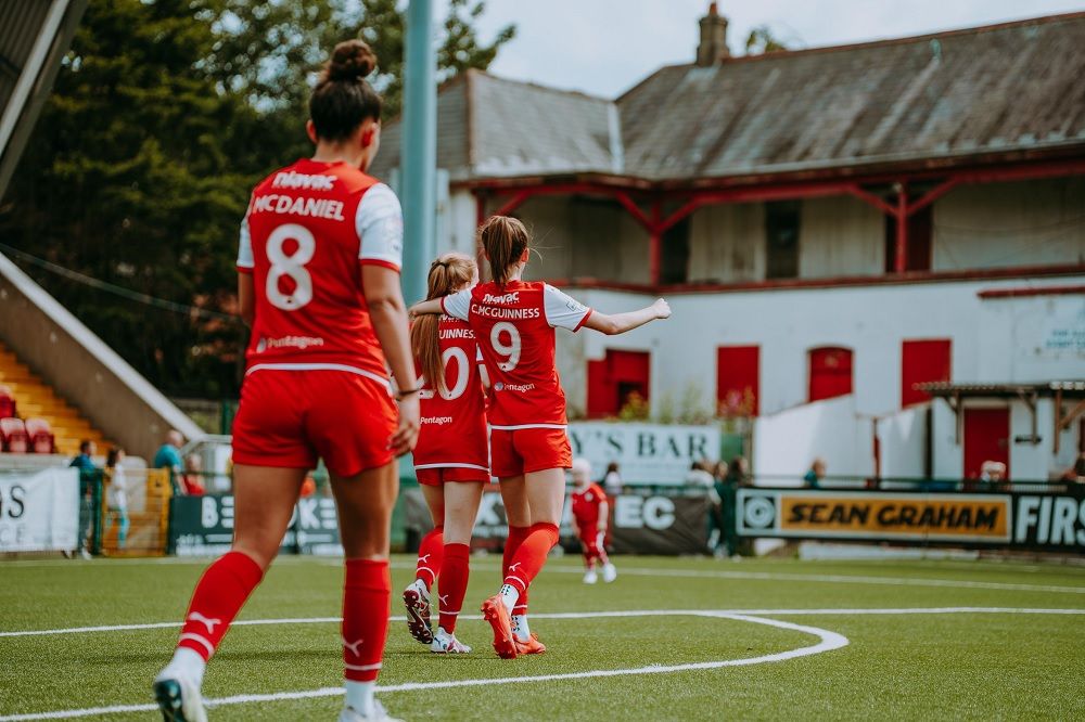 REDS ON FIRE: Caitlin McGuinness scored the decisive goal as Cliftonville set their sights on All-Island glory