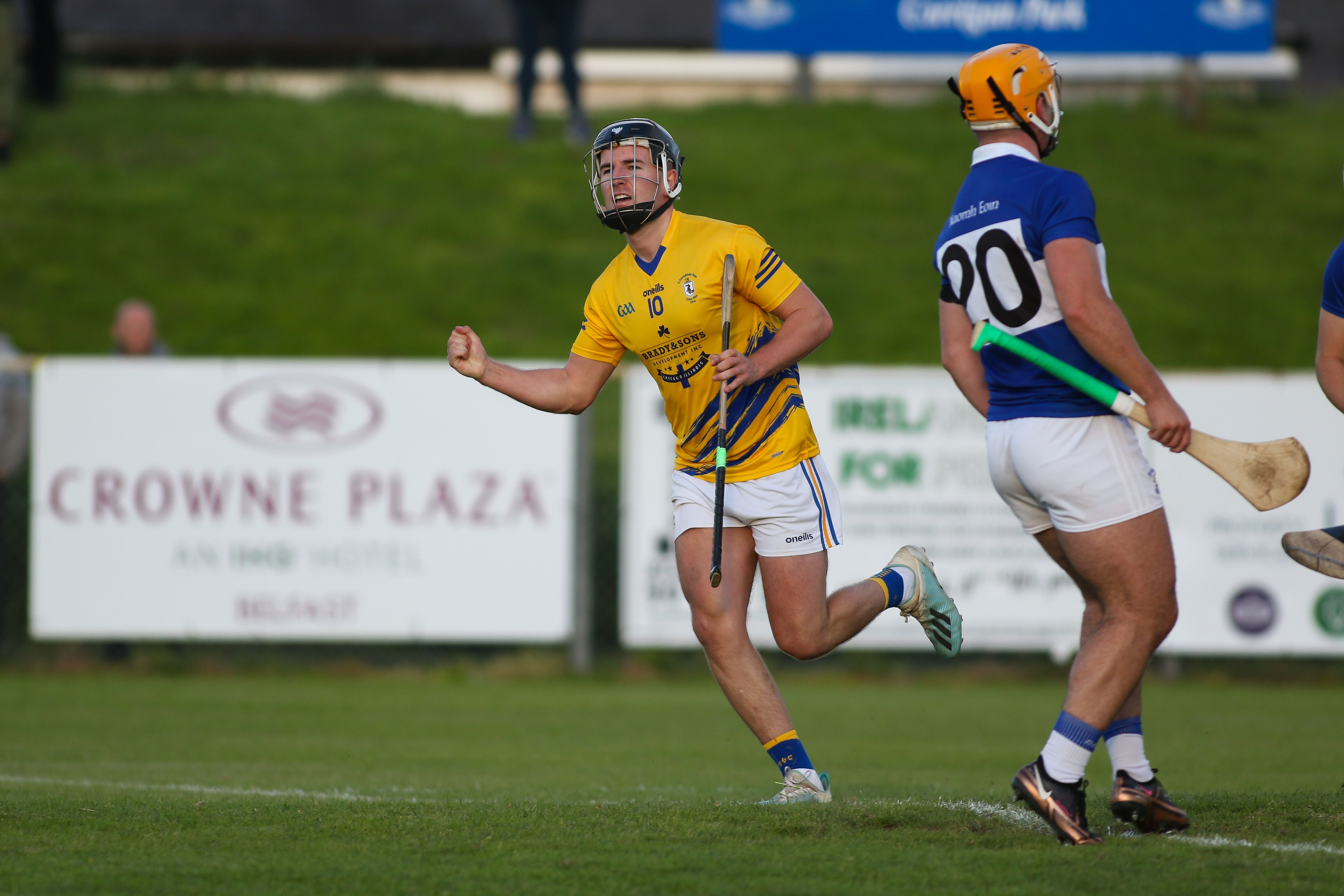 Man-of-the-match Dominic McEnhill celebrates netting Rossa\'s second goal on Saturday 