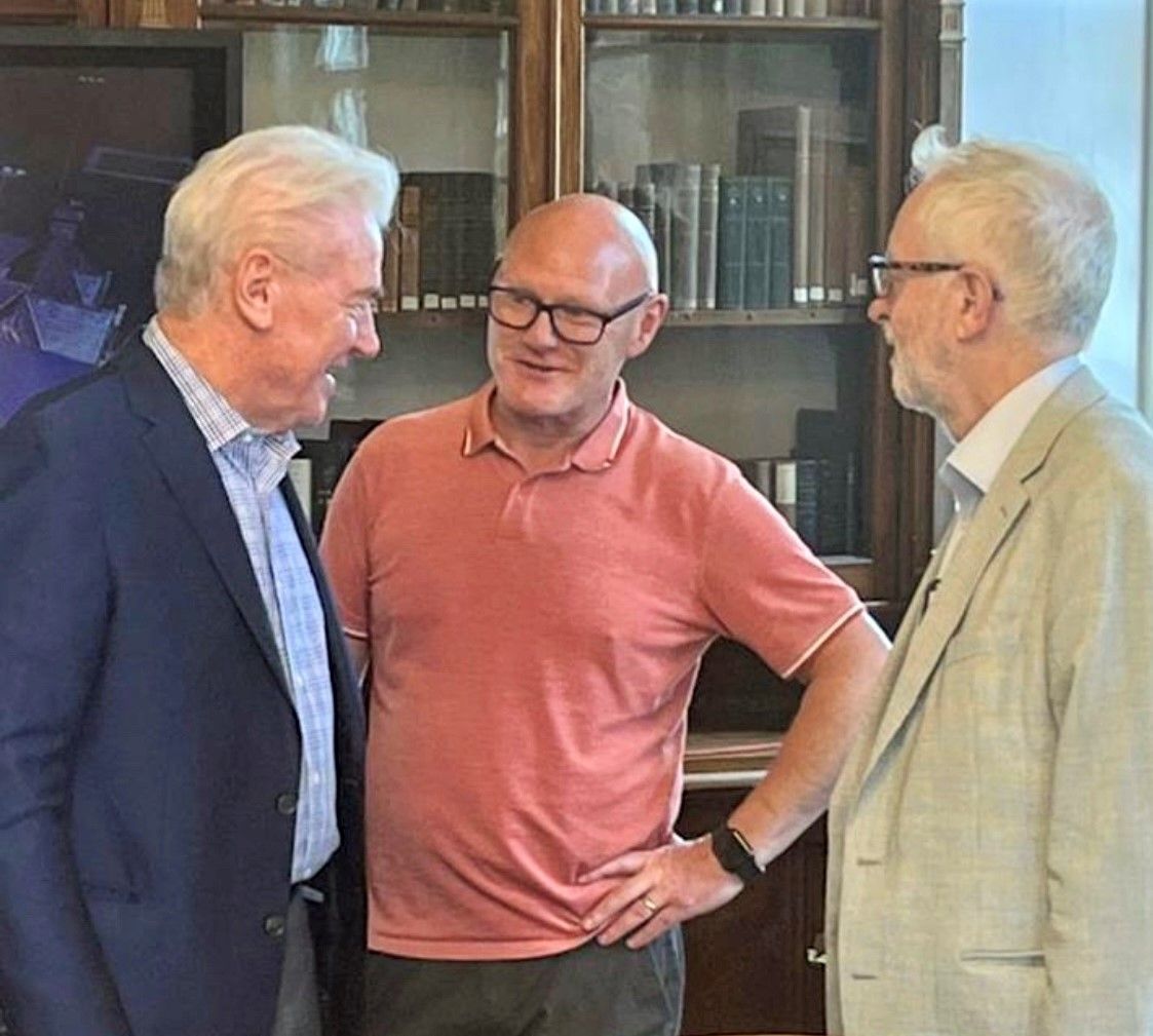 Terry O\'Sullivan, Paul Maskey and Jeremy Corbyn.
