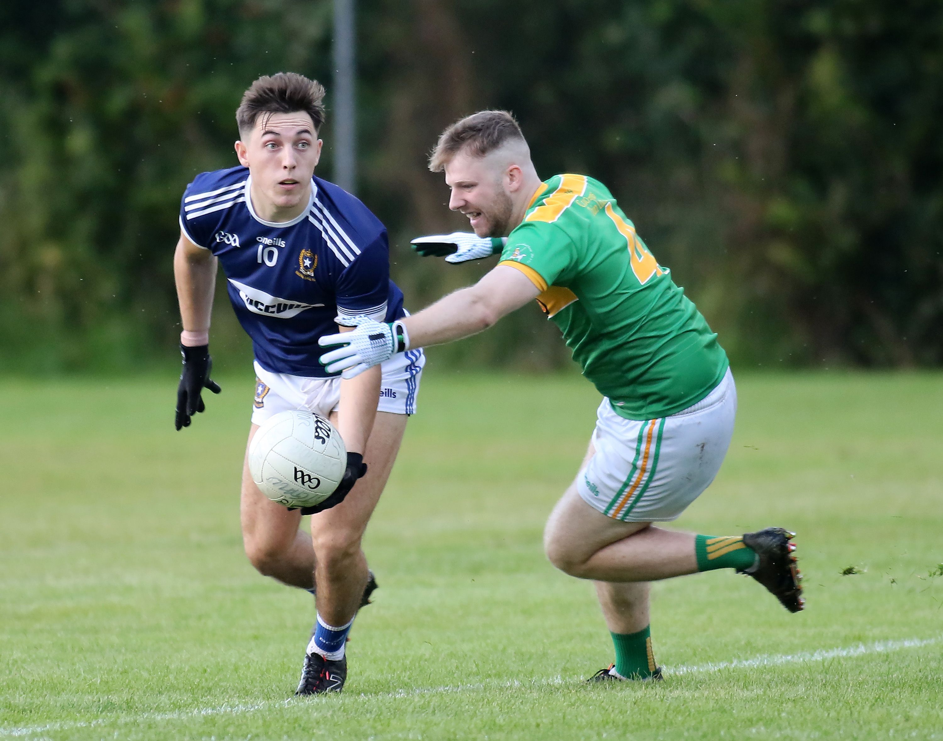 Niall Burns looks for a pass at De La Salle Park on Saturday where Dunloy stunned St Gall\'s 