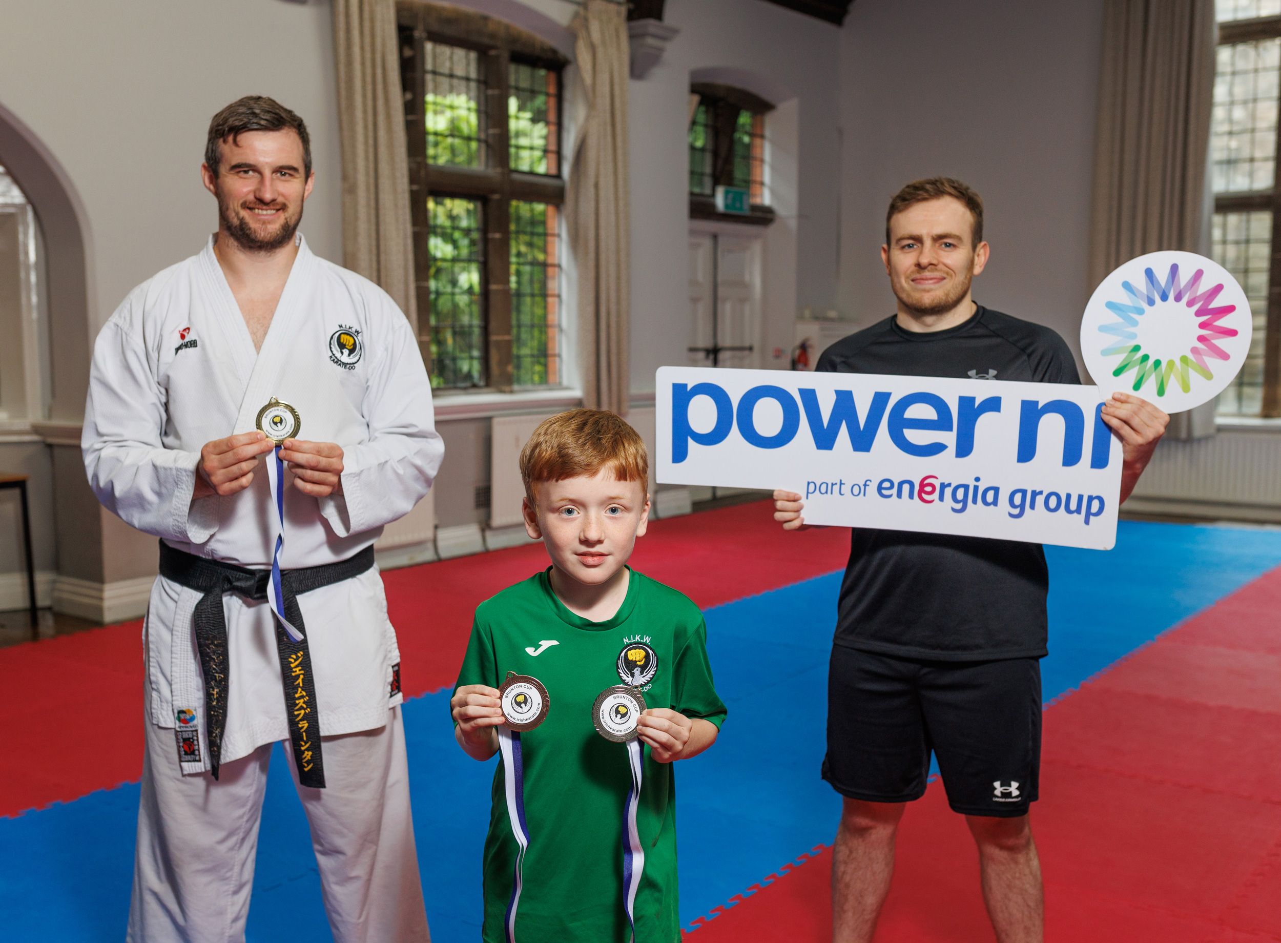 KARATE: James Brunton, instructor, with Stephen Clarke and a young member of the karate club