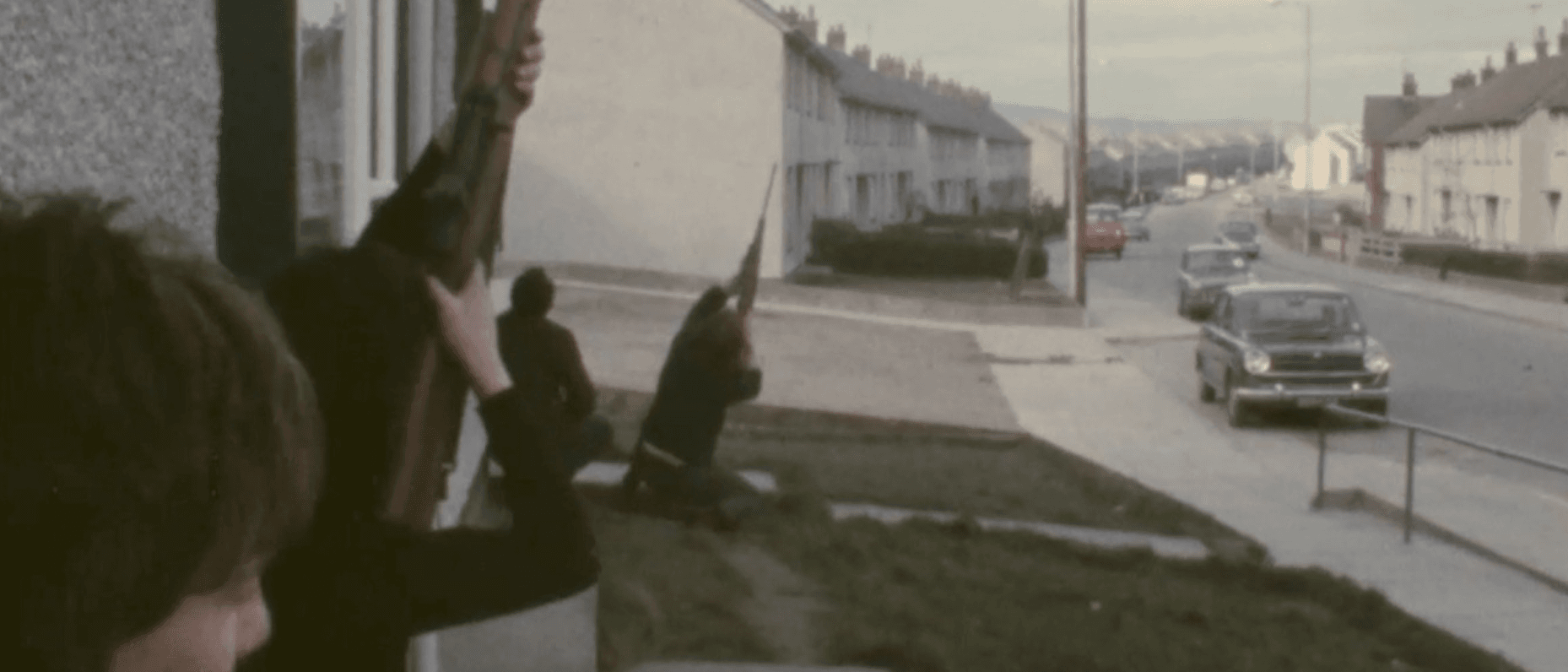 DISCOVERY: IRA volunteers fire on a British Army helicopter in Belfast in footage from the film