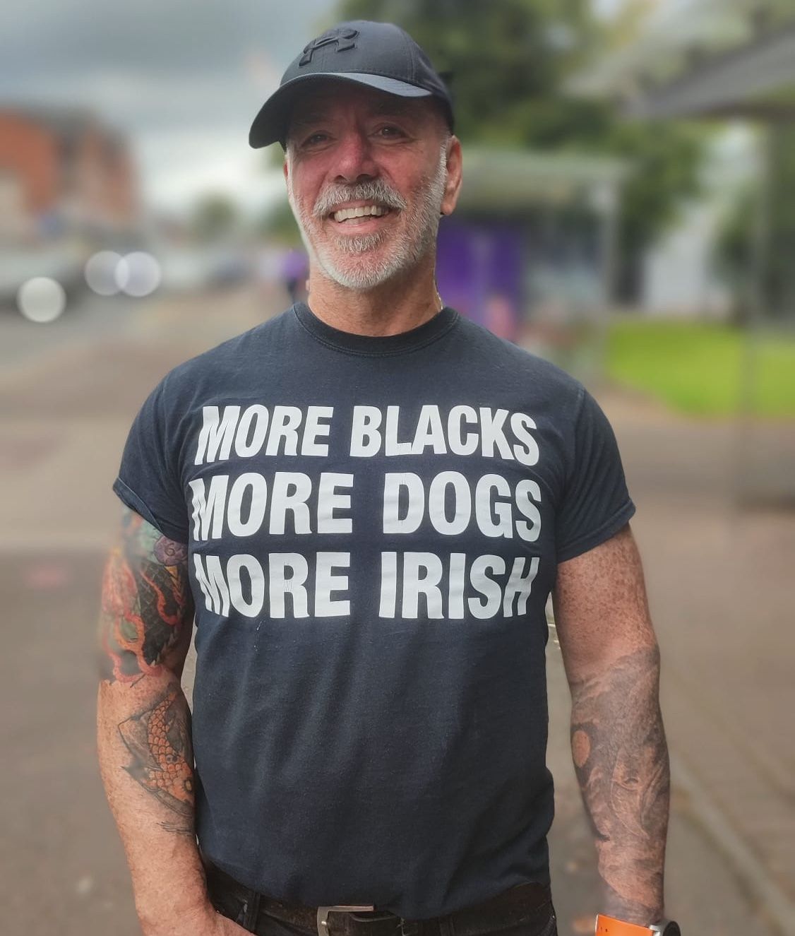 SOLIDARITY: A demonstrator at the Dunmurry rally has a message for the haters