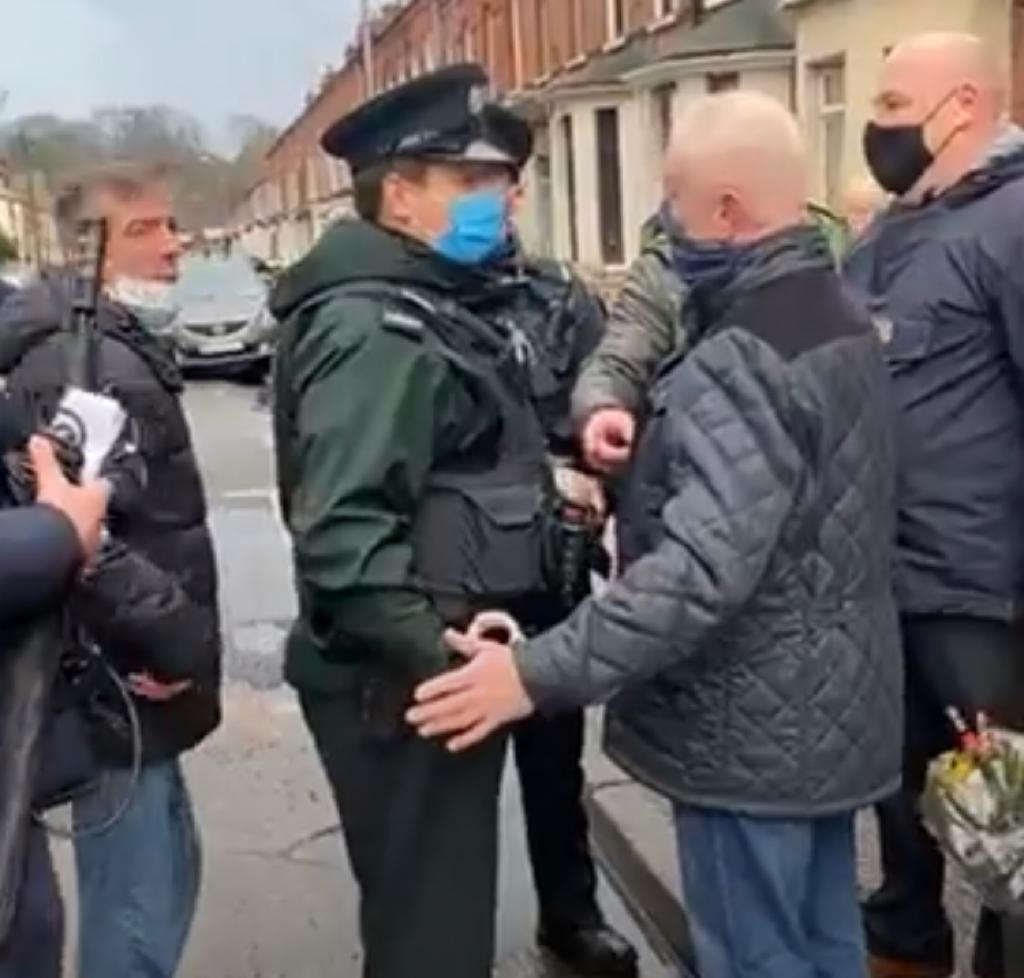 CONTROVERSY: Mark Sykes was arrested by police attempting to break up a Sean Graham massacre memorial wreath-laying 