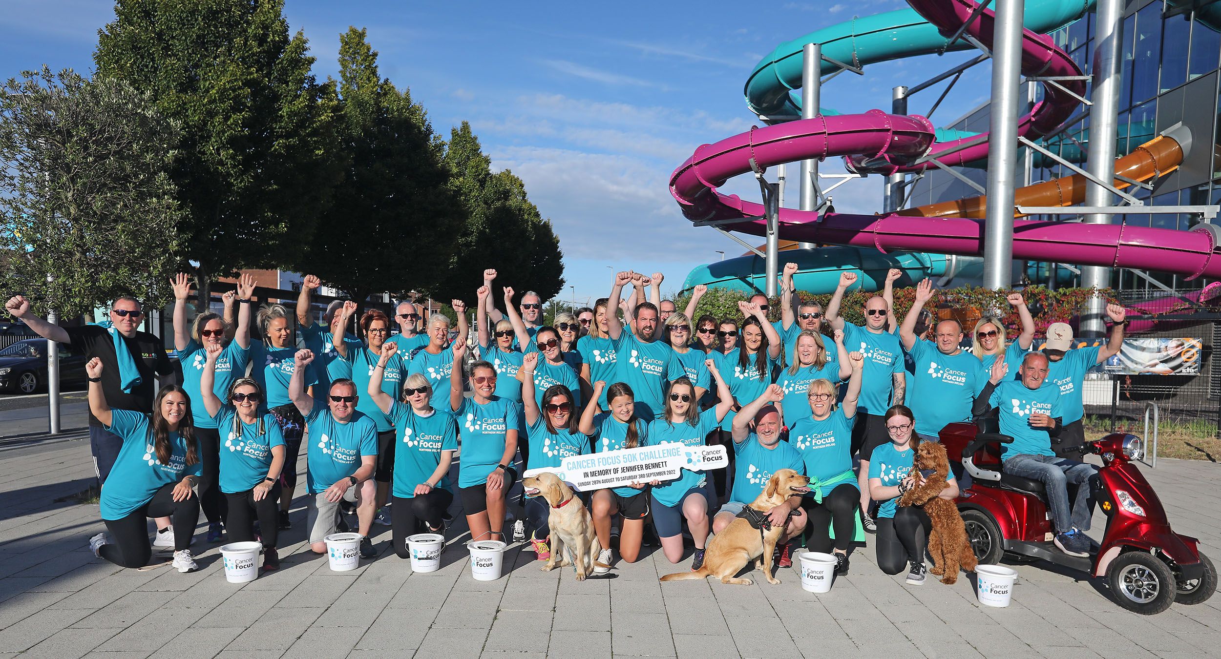 CHARITY SUPPORT: The \'50 to 50 Walk and Talk\' group at a fundraising event for Cancer Focus