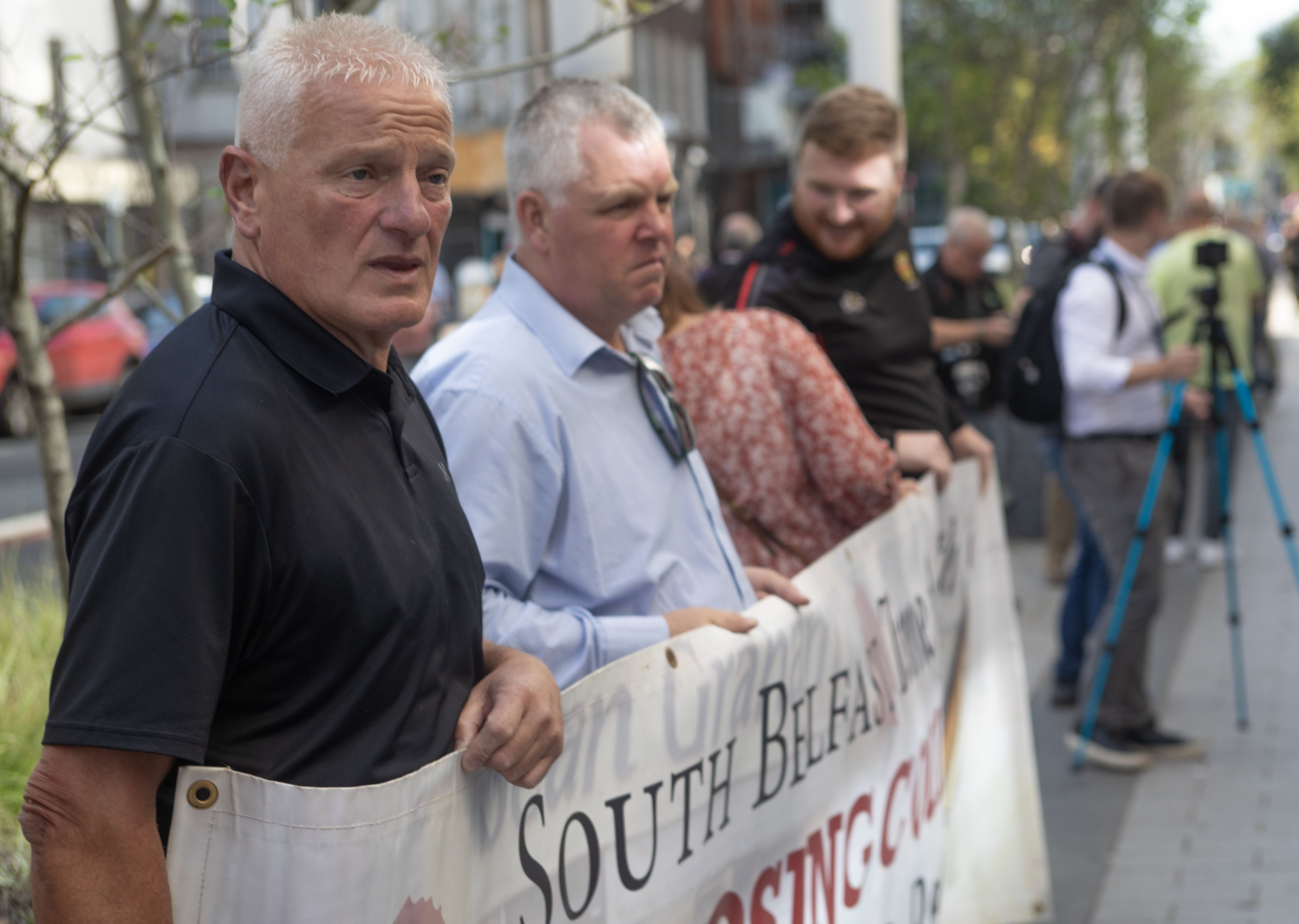 CAMPAIGN: Tommy Duffin with other victims families at the protest against the British government\'s Legacy Bill on Tuesday