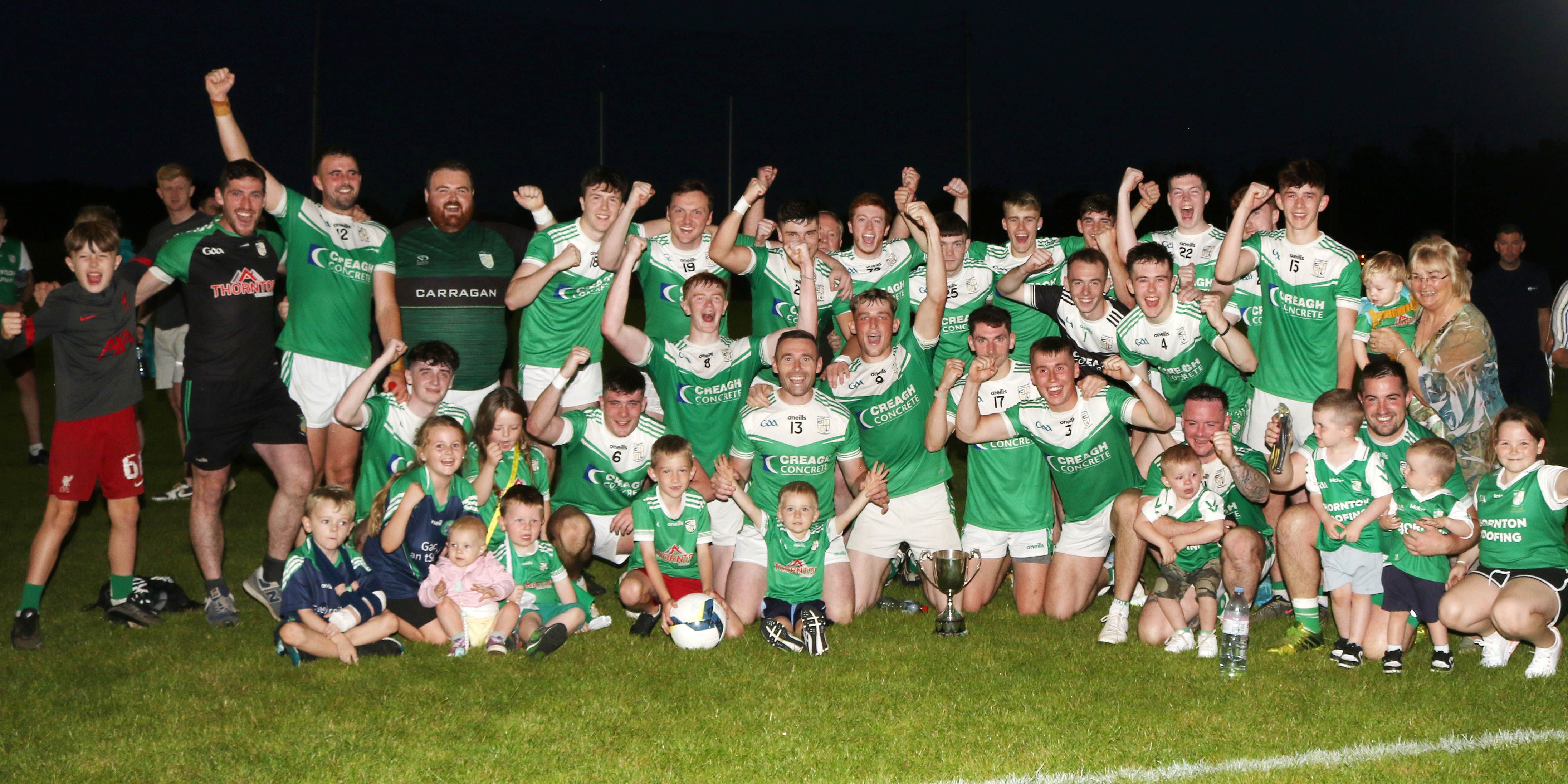 Cargin celebrate their win at Dunsilly on Wednesday 