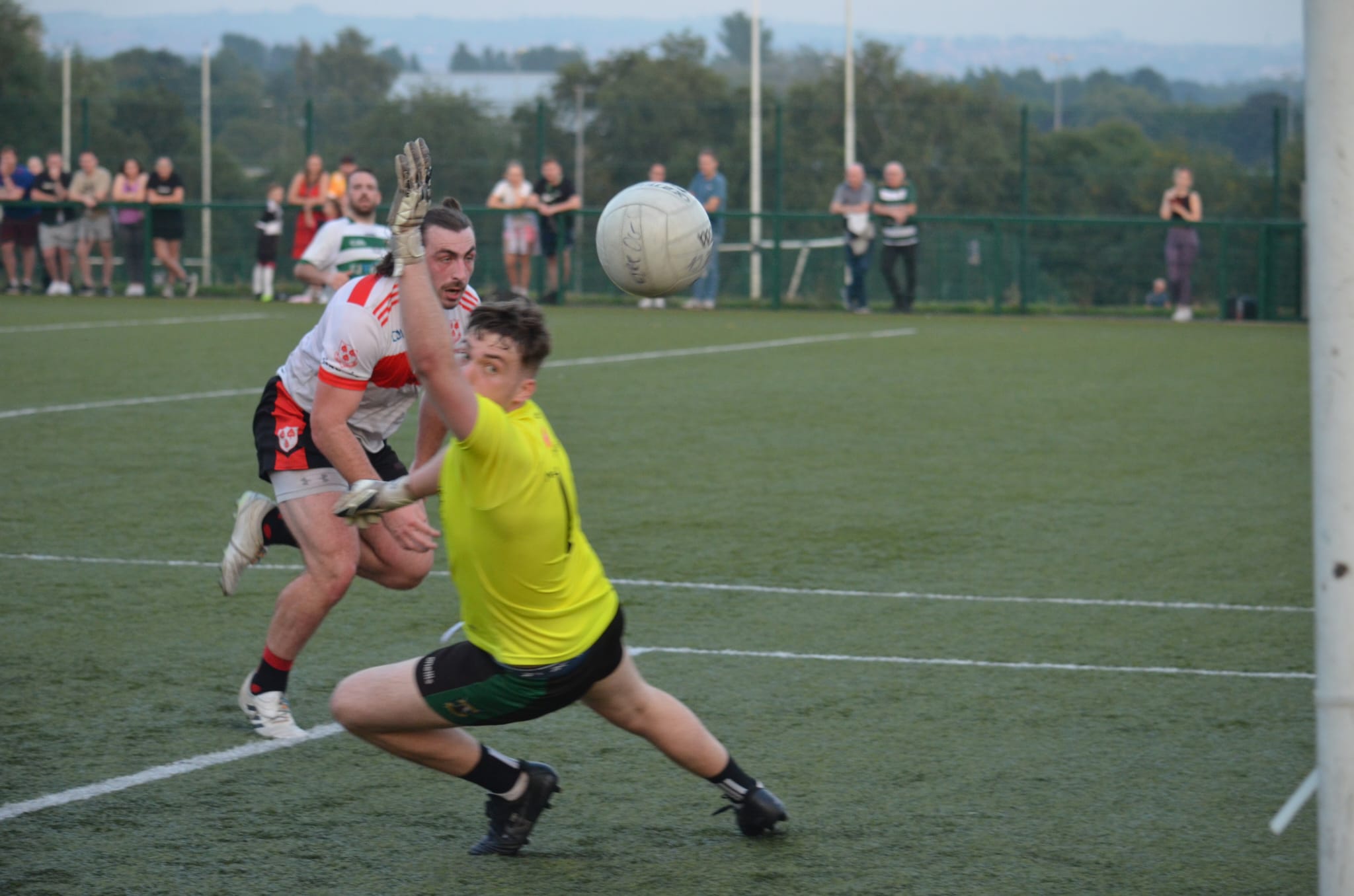Caomhin Daykin palms home Éire Óg\'s third goal at Woodlands on Friday 