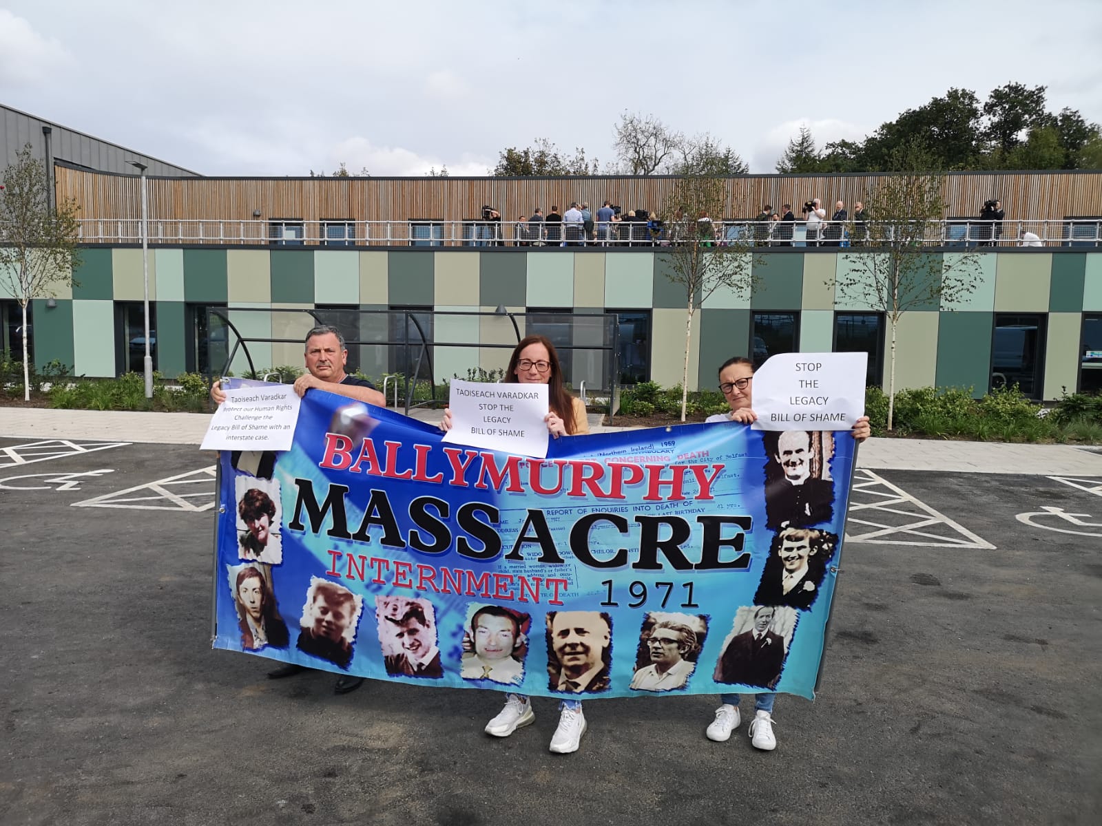 PROTEST: Ballymurphy Families at  Newforge Conference and Sports Complex on Monday 