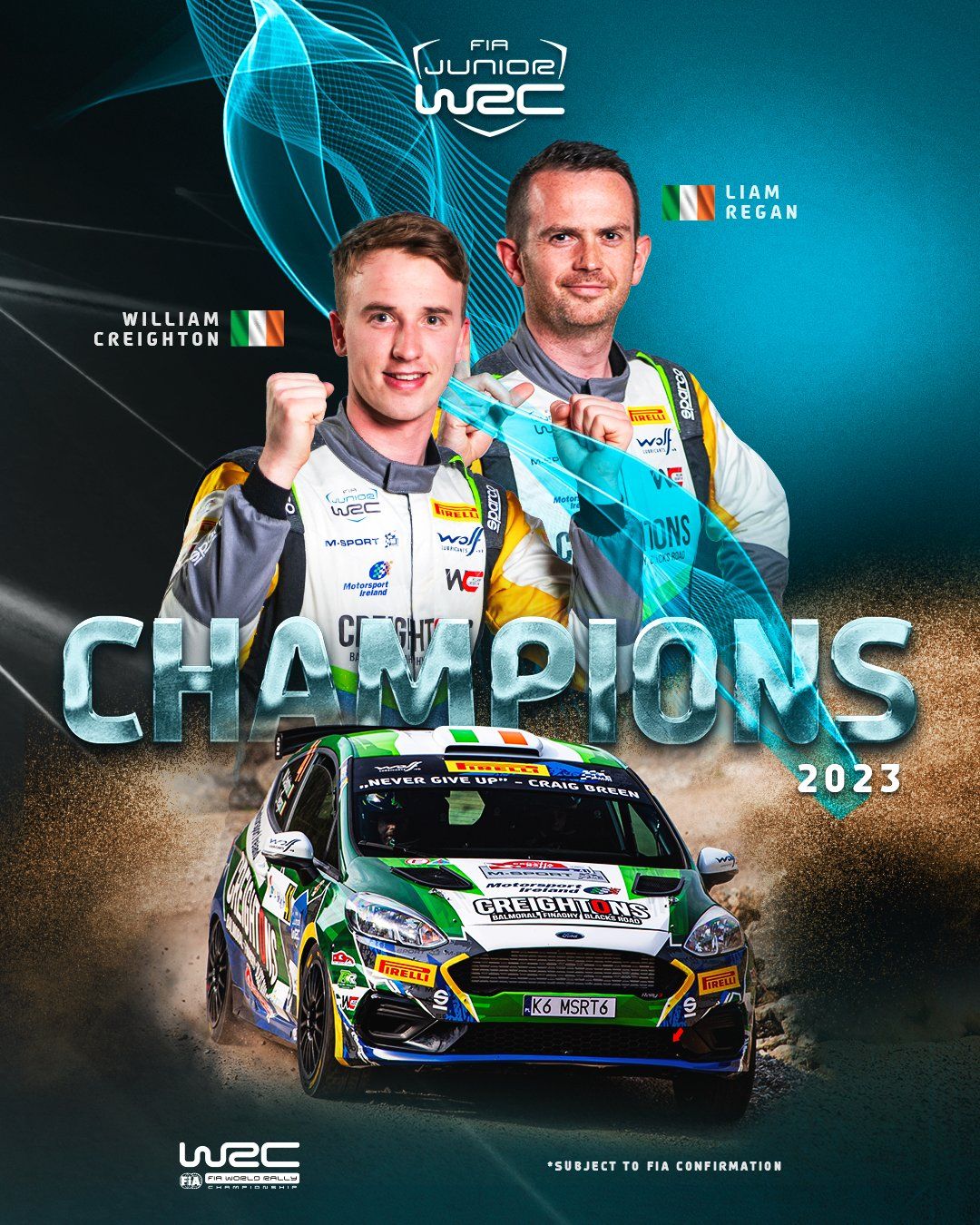 WORLD AT THEIR FEET: William Creighton and Liam Regan claimed the Junior WRC title in Greece