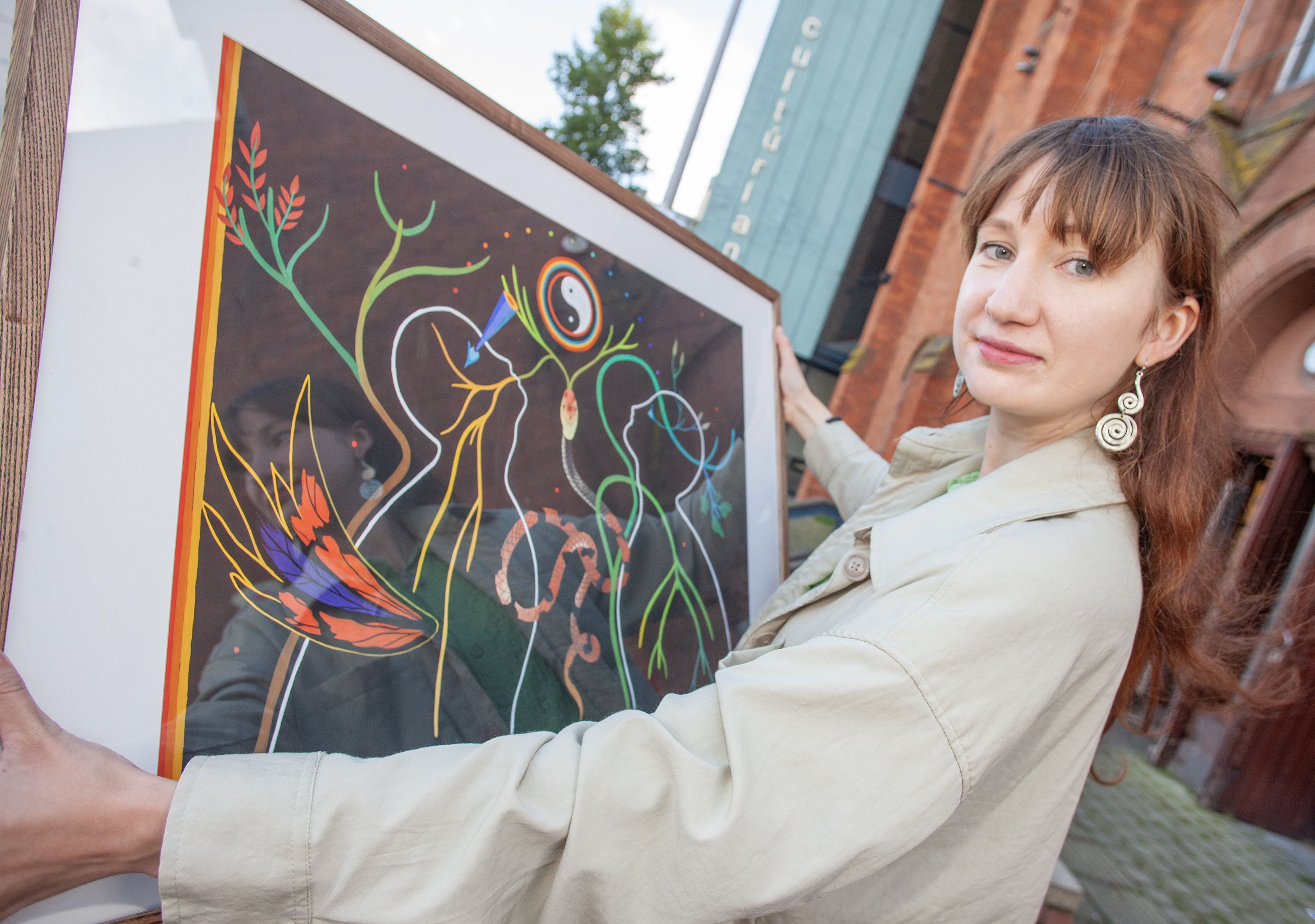 THINKING FOREST: Artists Petra Dominová with one of her pieces of art at the Cultúrlann