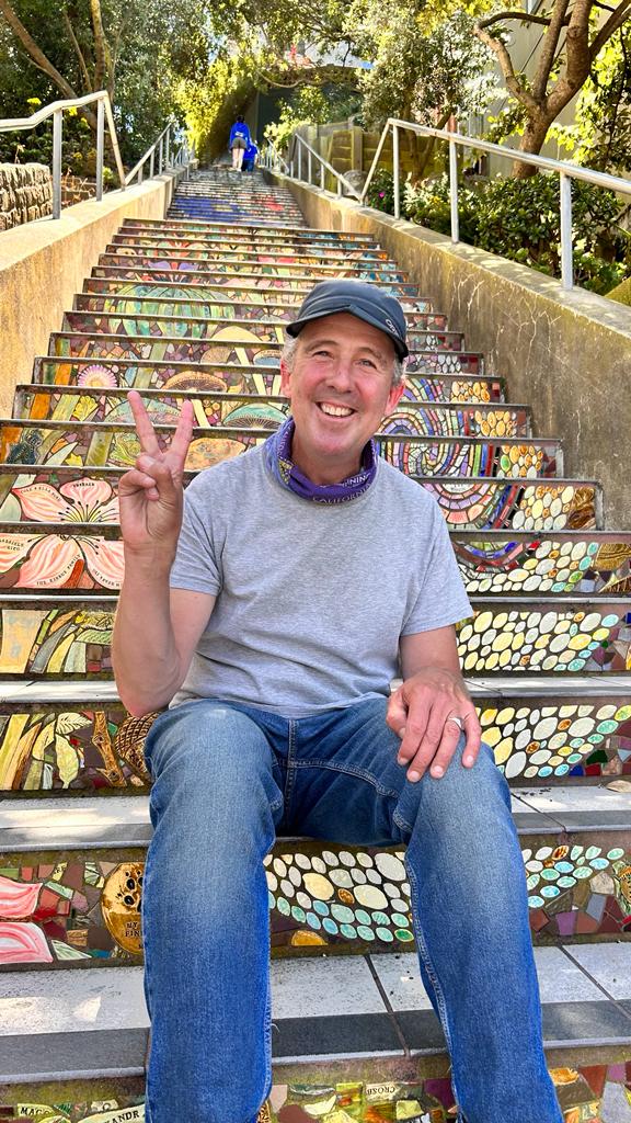 STEPPING UP: Charlie Lavery on one of San Francisco\'s famed hidden stairways