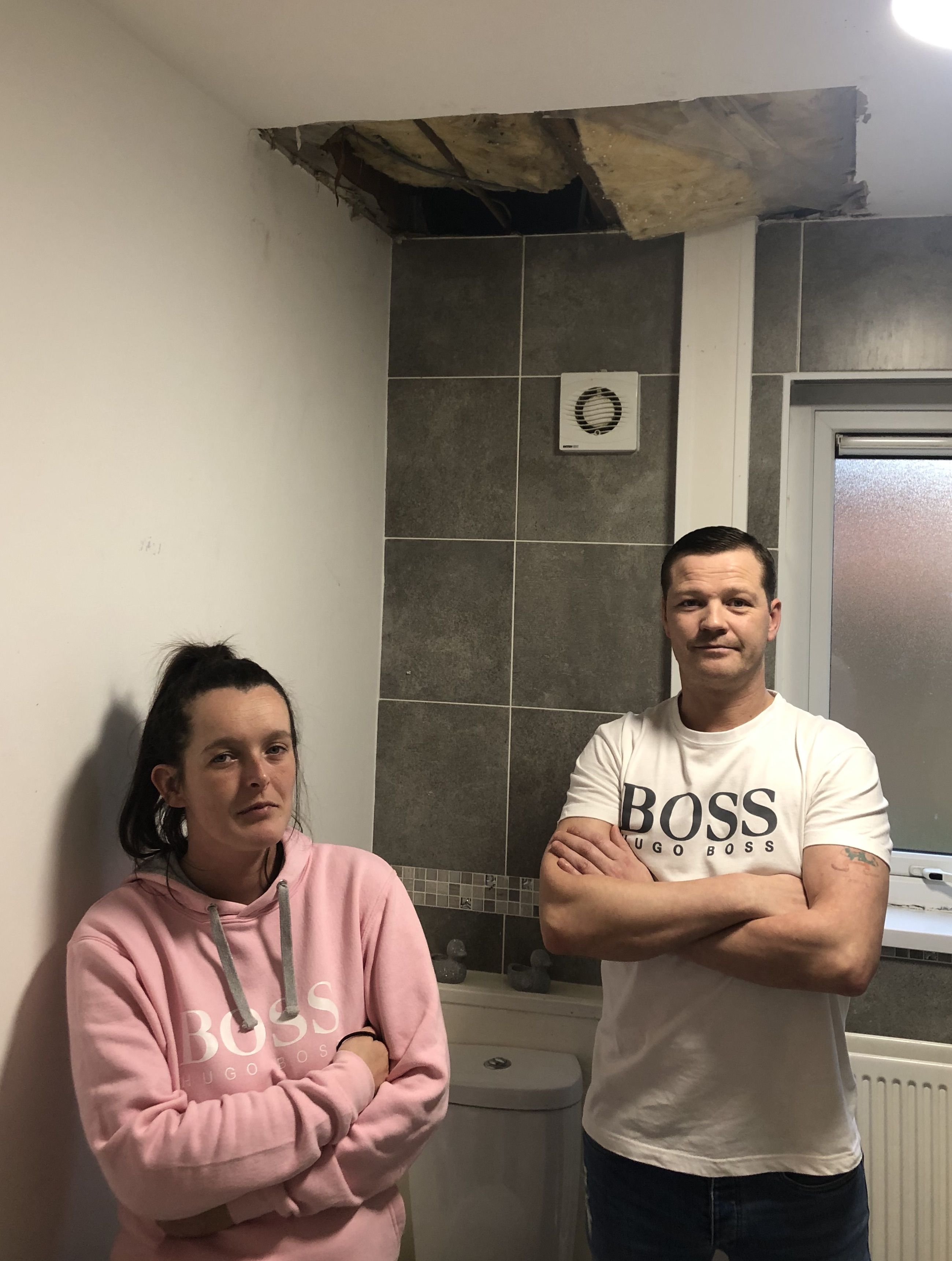 HOUSING PROBLEMS: Cailín McQuade\'s bathroom ceiling collapsed due to excessive damp and had to be cut away