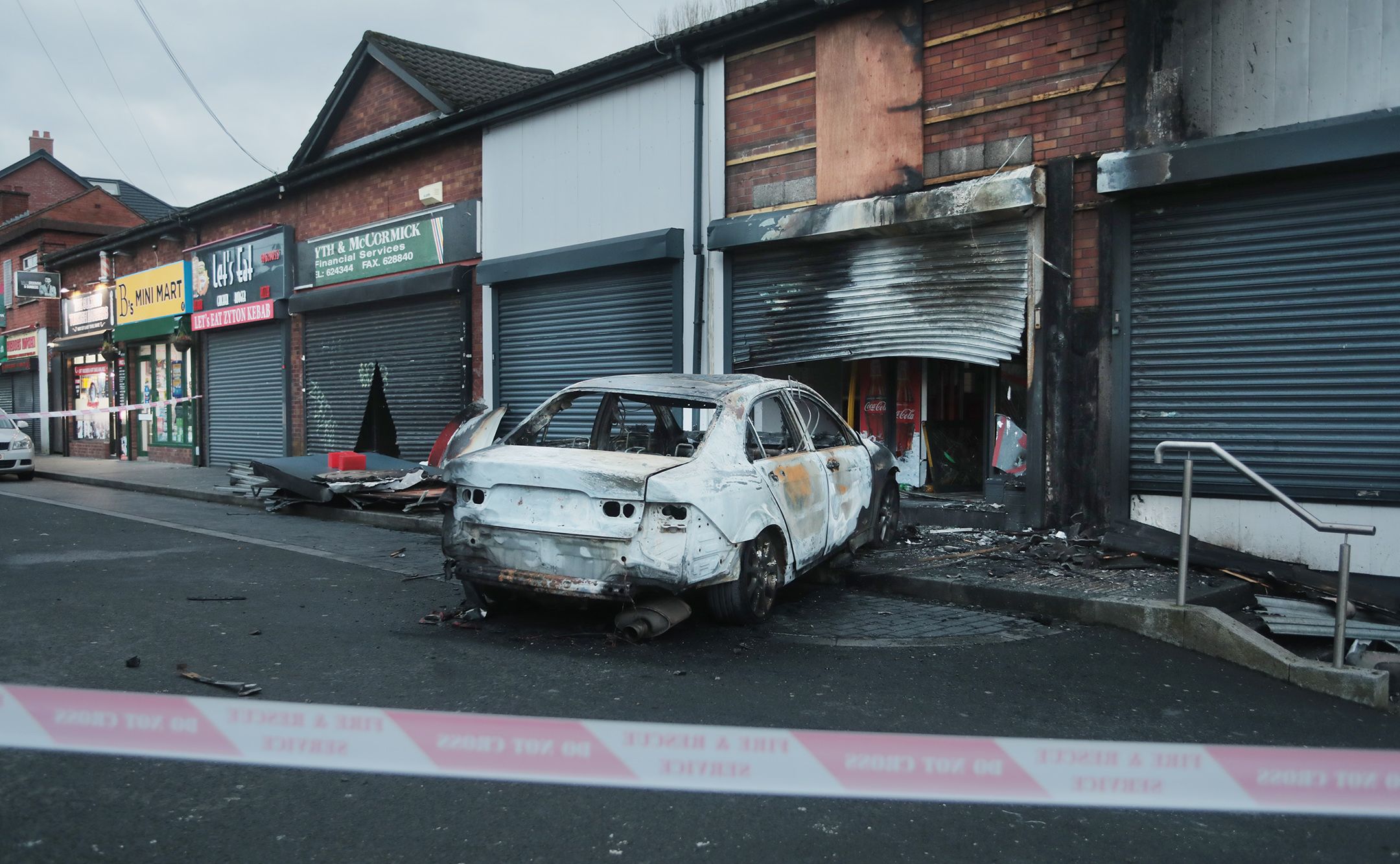 SHOCKING: The damage at Pizza Guys on the Andersonstown Road on Tuesday morning