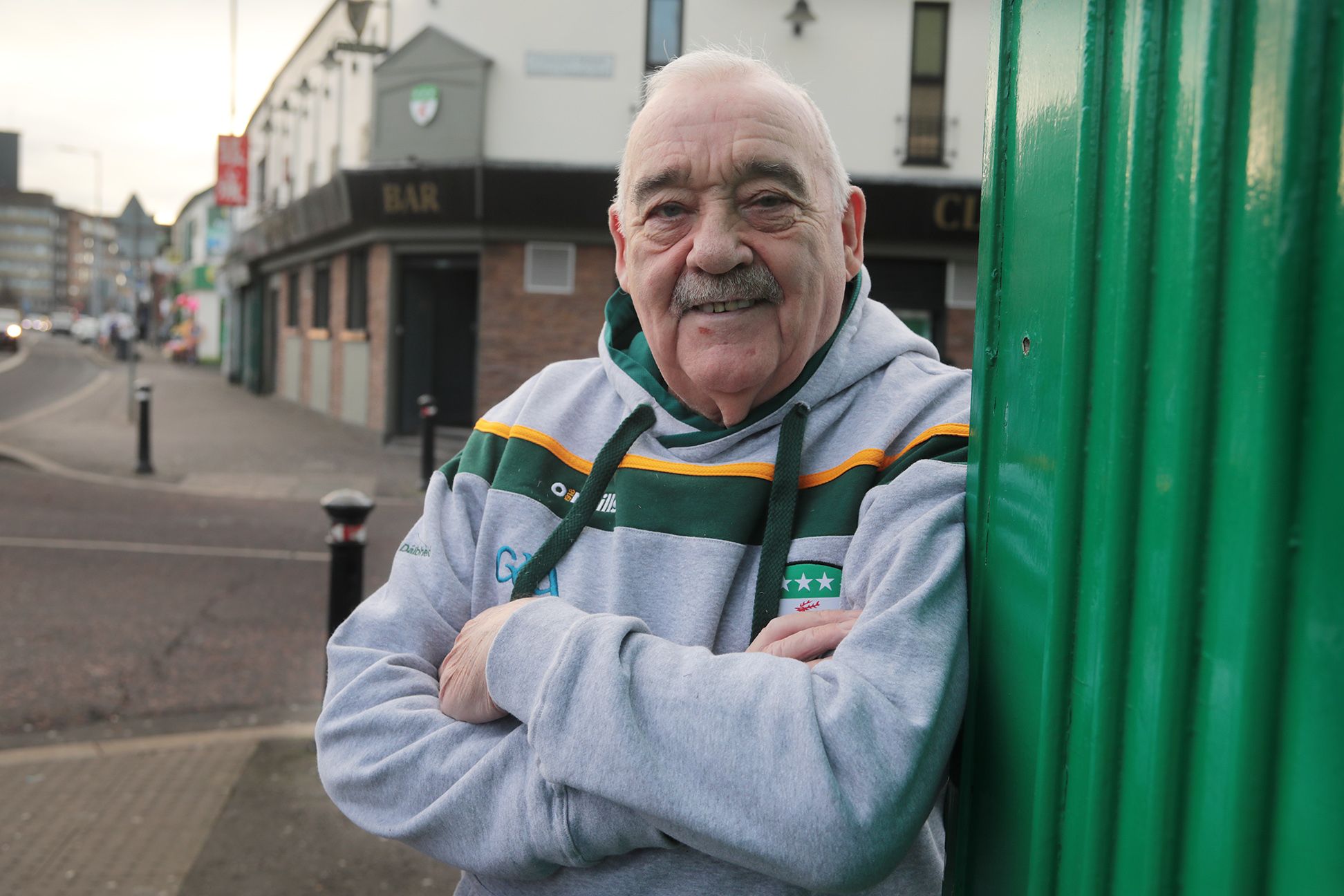 PLANS: Tommy Shaw, Chairperson of Davitt\'s GAC outside the clubhouse on the Falls Road. The new funding will build a sports hall, museum and heritage trail for Beechmount