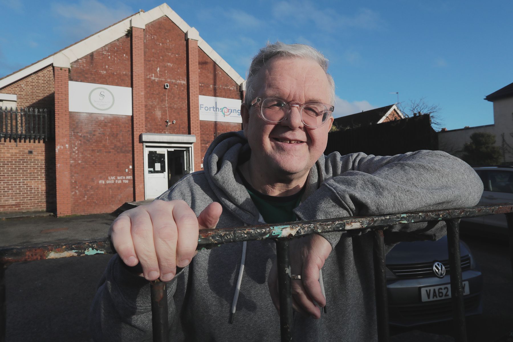 CHALLENGE: Gordon McDade outside Forthspring\'s building on the Springfield Road. The group are currently trying to buy the building