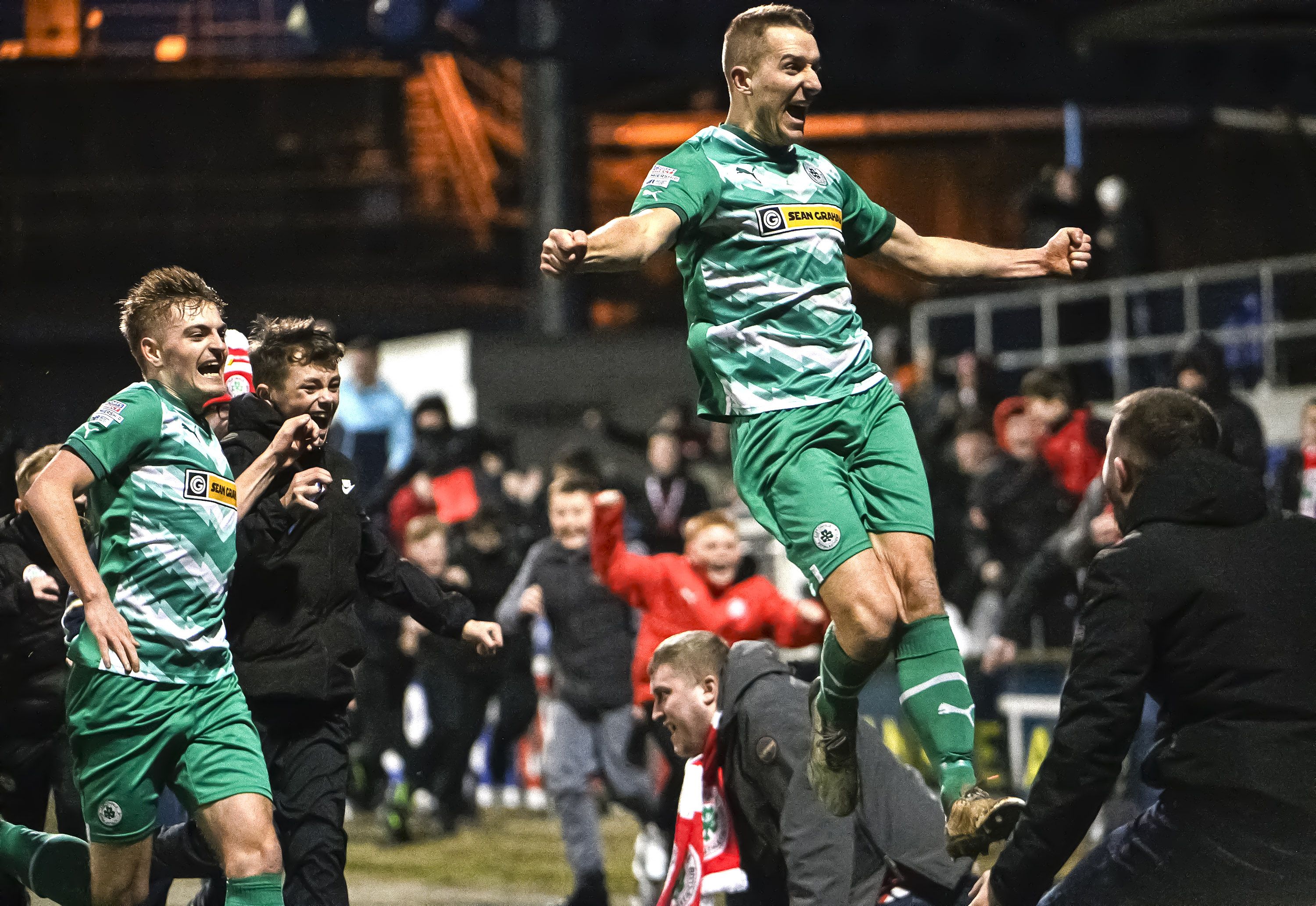Jonny Addis celebrates his last-gasp winner on Saturday 