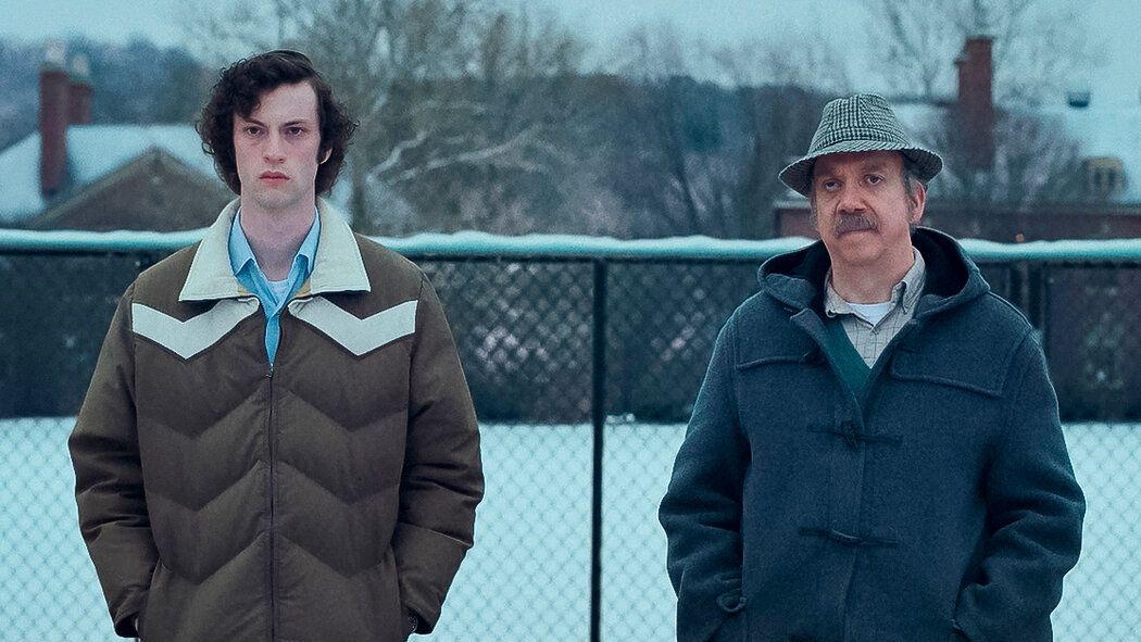 TOUCHING: Paul Giamatti and Dominic Sessa star as teacher and pupil in The Holdovers