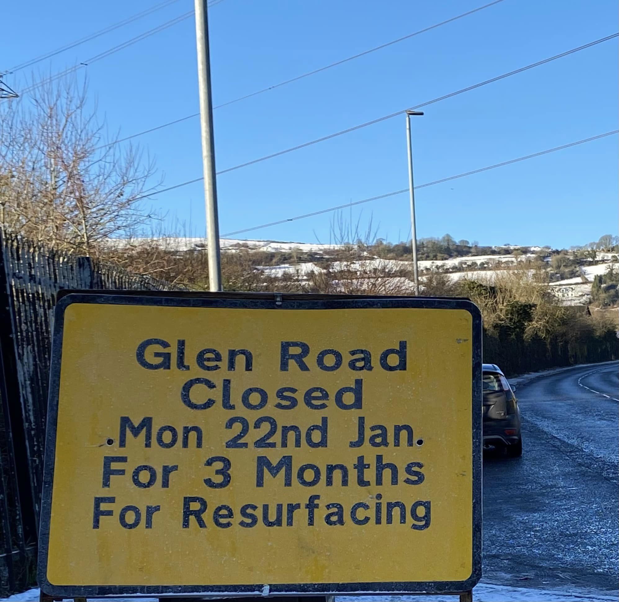 Resurfacing scheme taking place in upper Glen Road