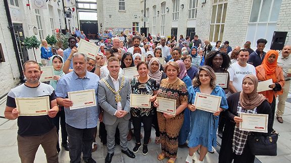 TOP OF THE CLASS: Students receive their certificates from Lord Mayor Ryan Murphy