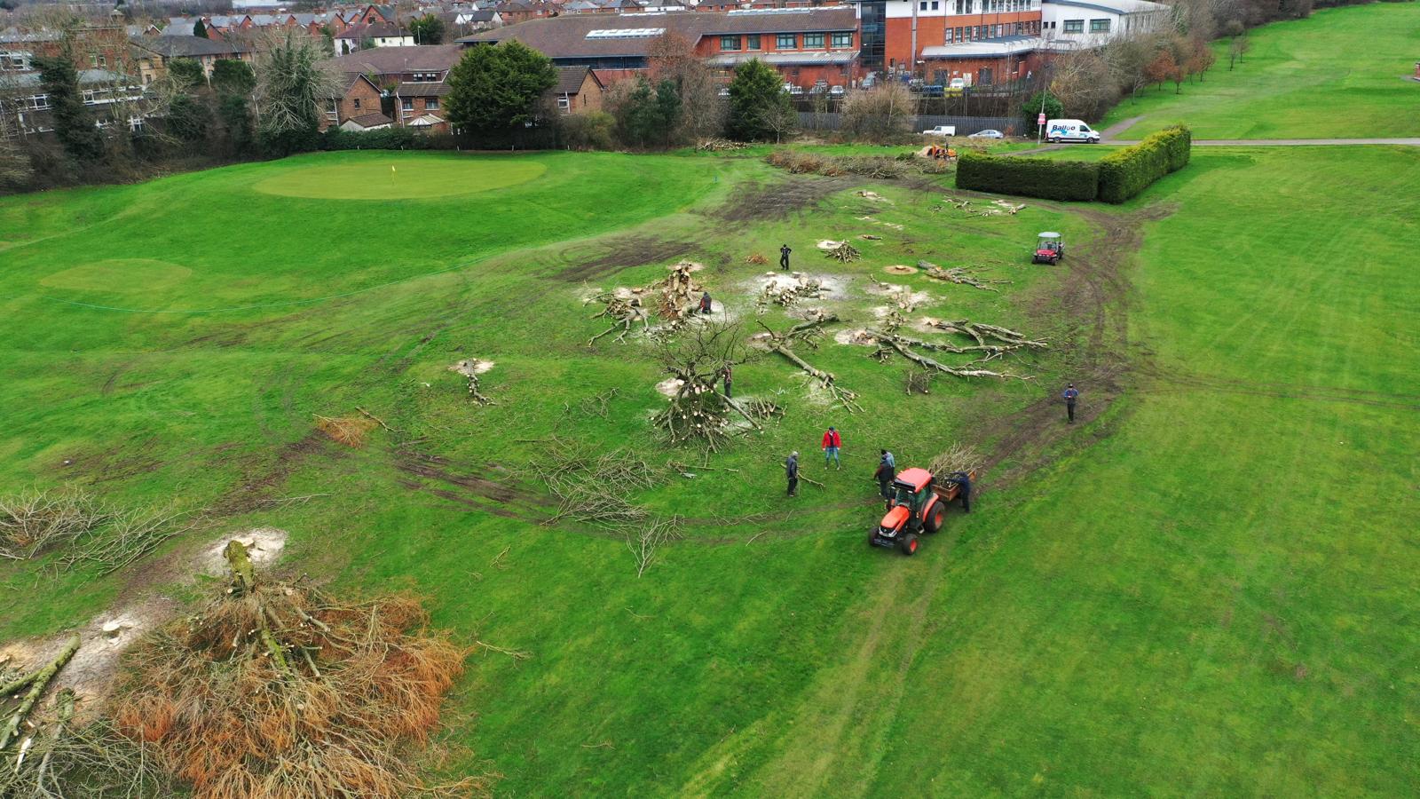 TREES CUT DOWN: The work at Cliftonville Golf Club on Wednesday morning