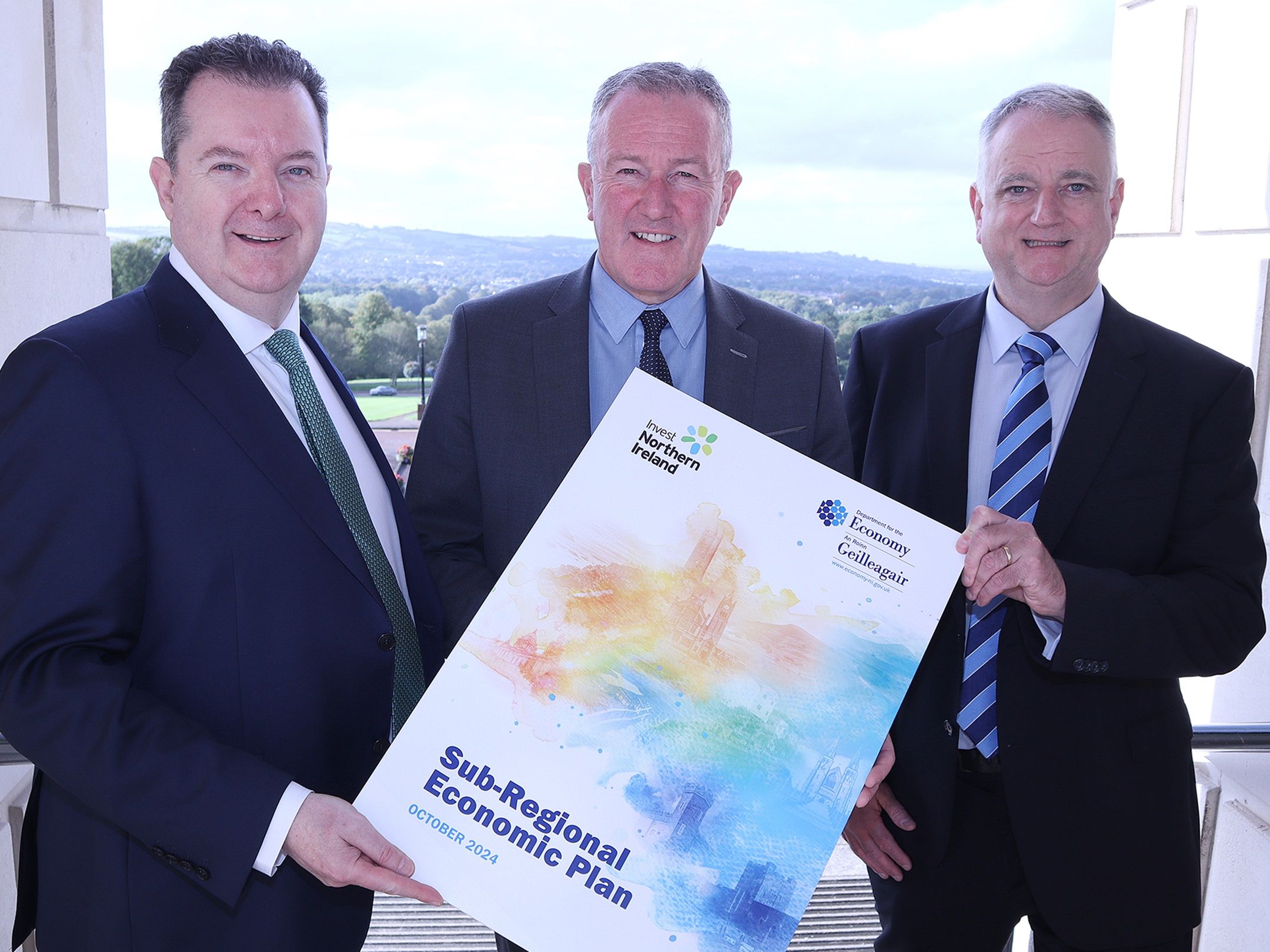 VISION: Economy Minister Conor Murphy with Invest NI CEO Kieran Donoghue (left) and Invest NI Chair, John Healy