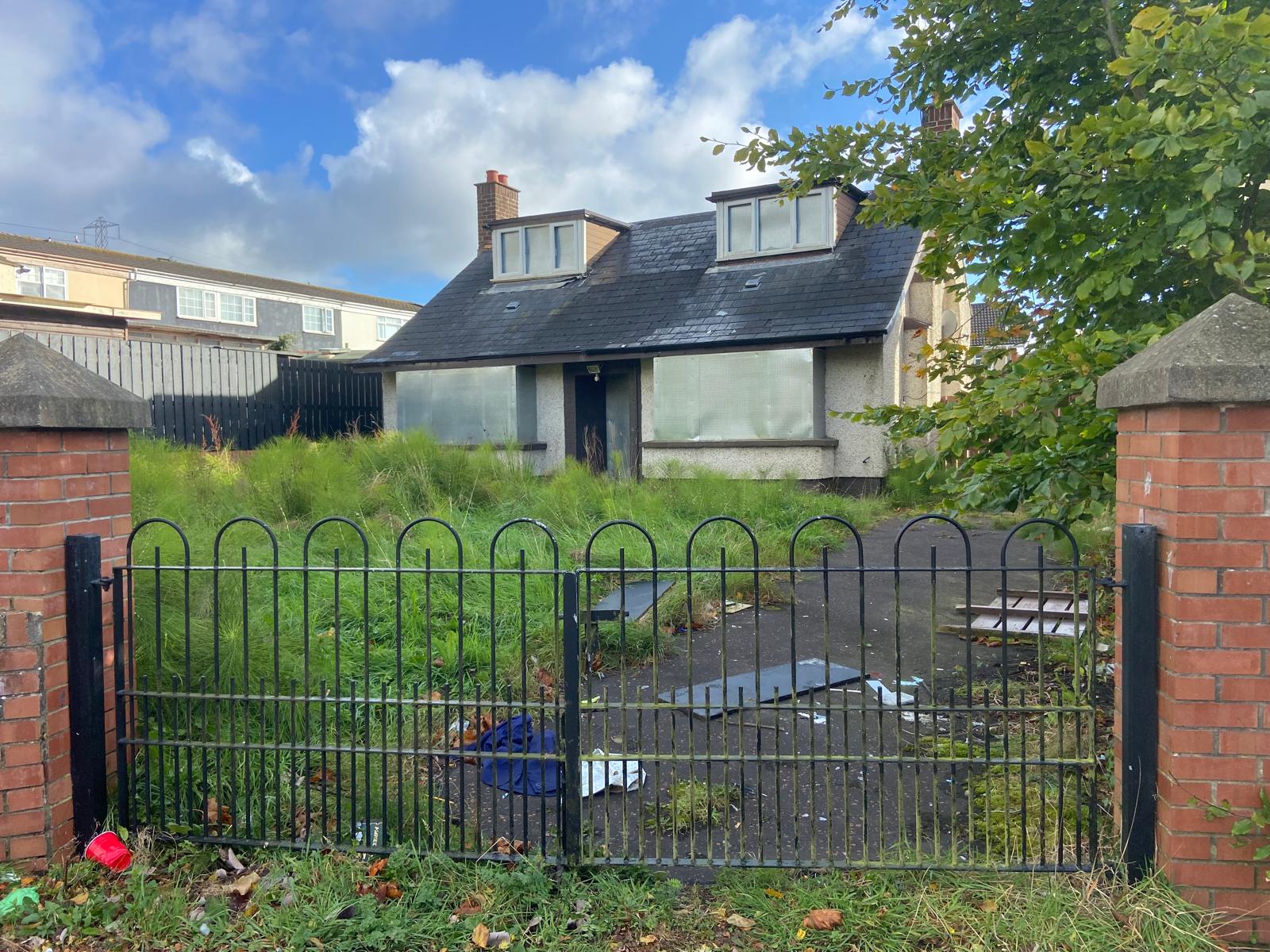 The derelict house where one of the attacks took place last Wednesday