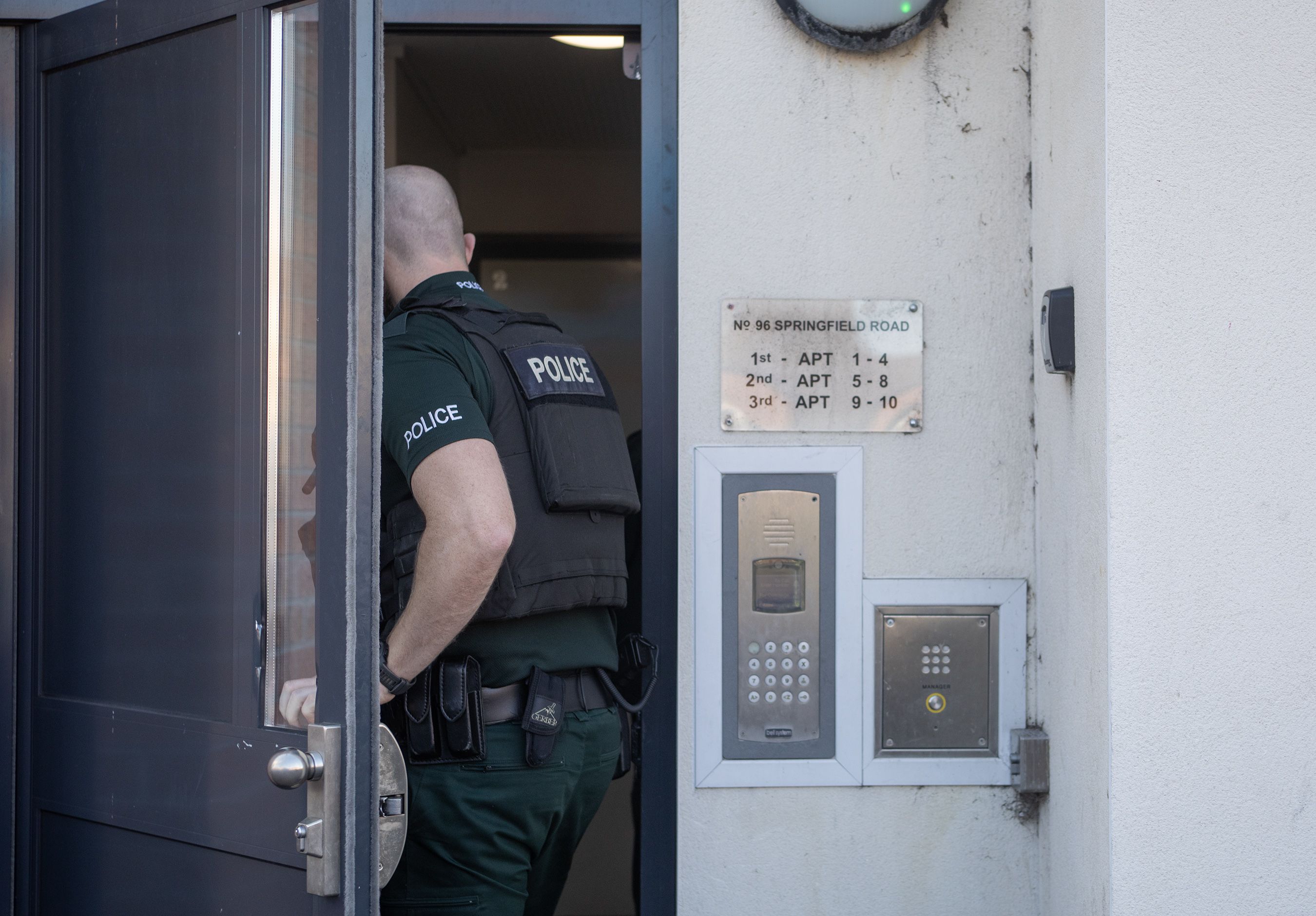 TRAGIC INCIDENT: Police at the scene on the Springfield Road on Thursday afternoon