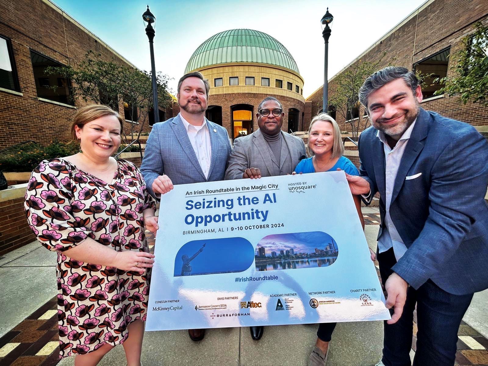 AHEAD OF THE CURVE: At the opening of the Irish AI Roundtable in the Magic City at the Birmingham Civil Rights Institute were CG Sarah Kavanagh, Rep Mike Shaw of Alabama, local pastor Kris Erskine, Connla McCann of Aisling Events, and Giancarlo DiVece of 