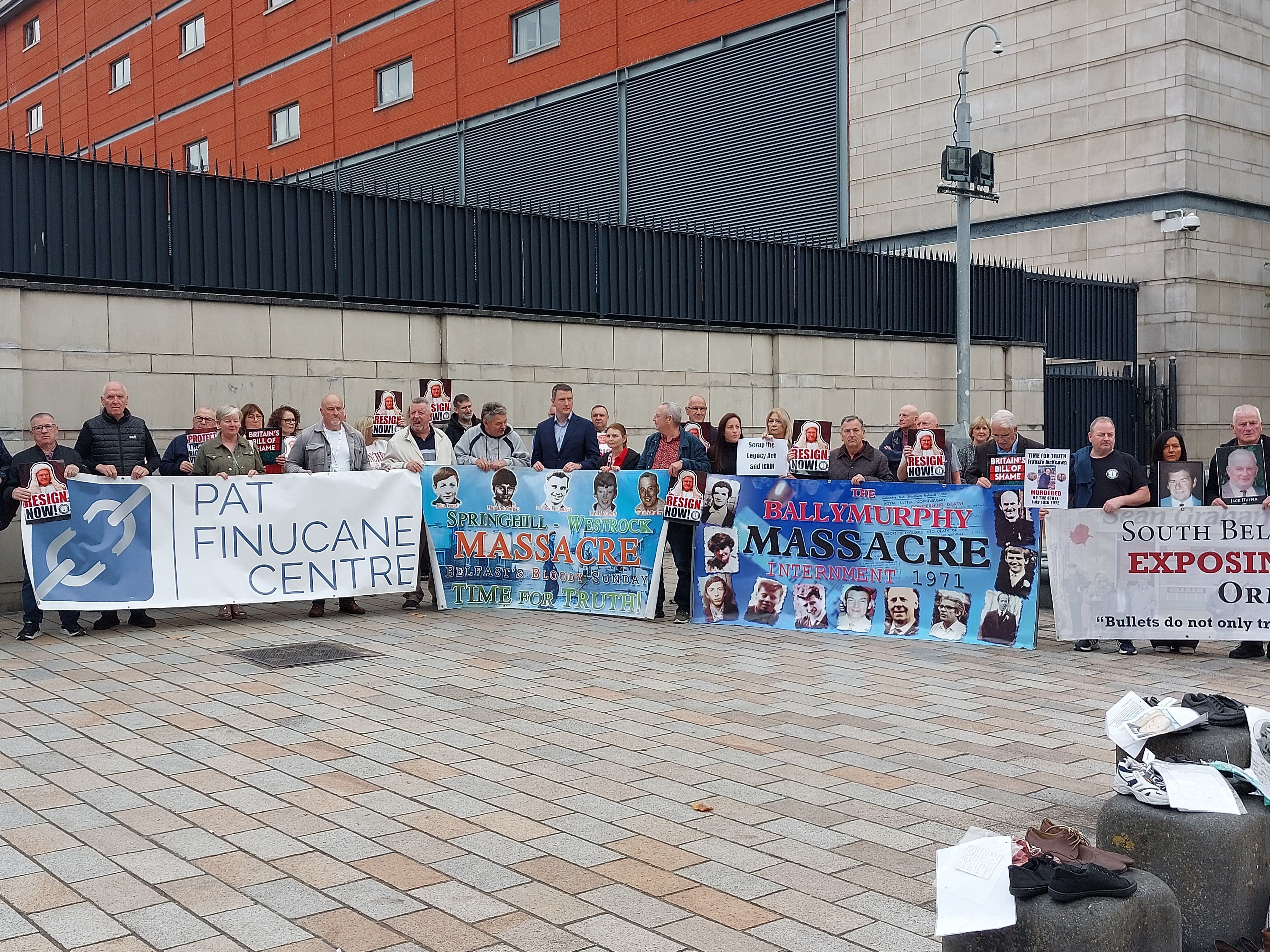 TRUTH AND JUSTICE: Families gathered outside the Court of Appeal in Belfast last month