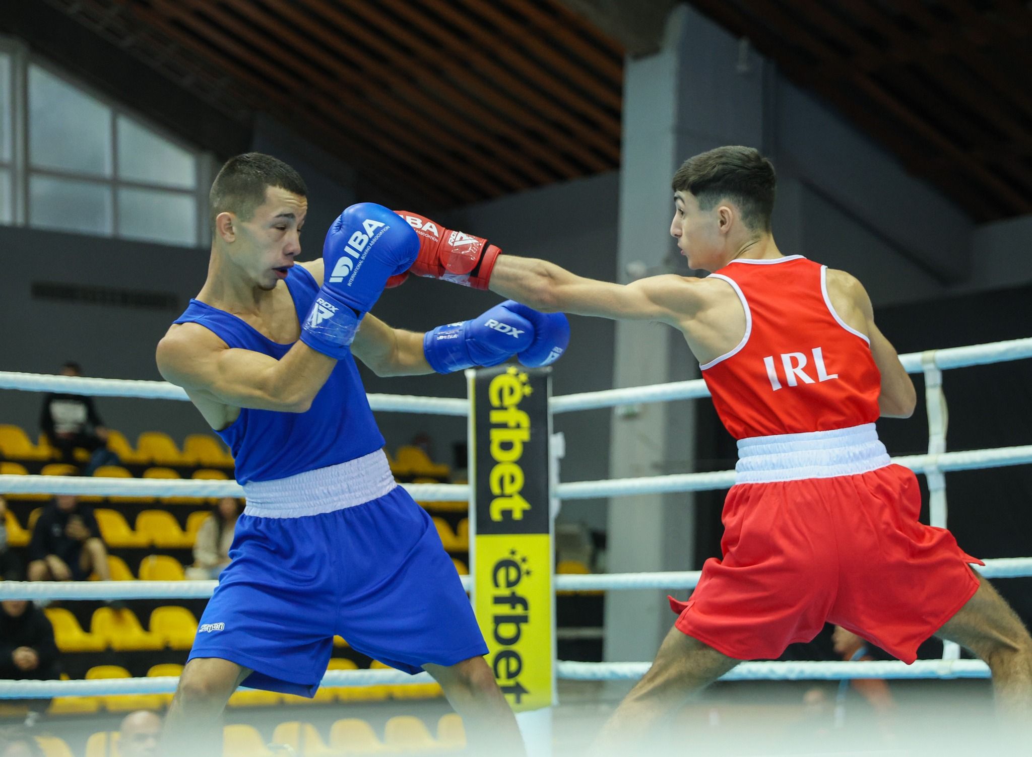Louis Rooney in action during his win against Tural Sariyev