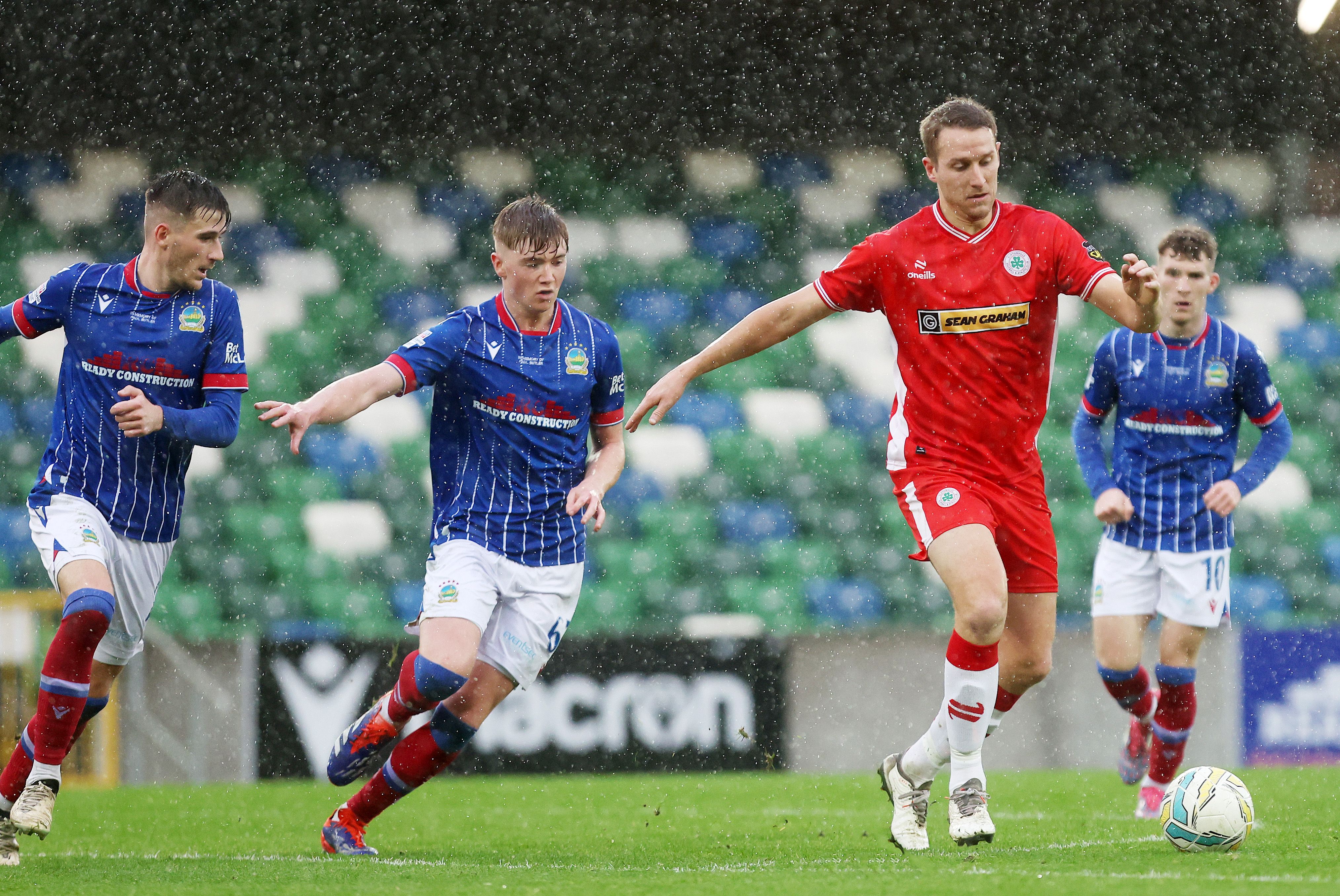 Jonny Addis in possession at Windsor Park on Saturday