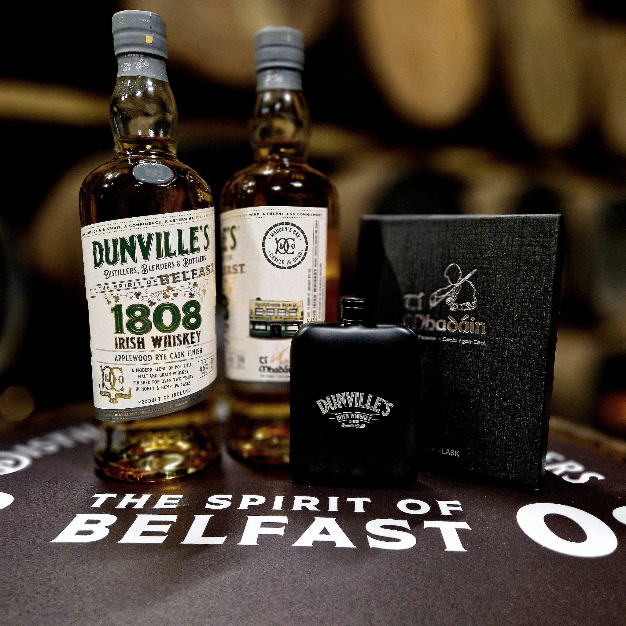 EVENT: Dunville\'s Whiskey have partnered with Madden\'s for their new 1808 Bonded In Cask Series, the bottles feature an illustration of the famous Belfast bar