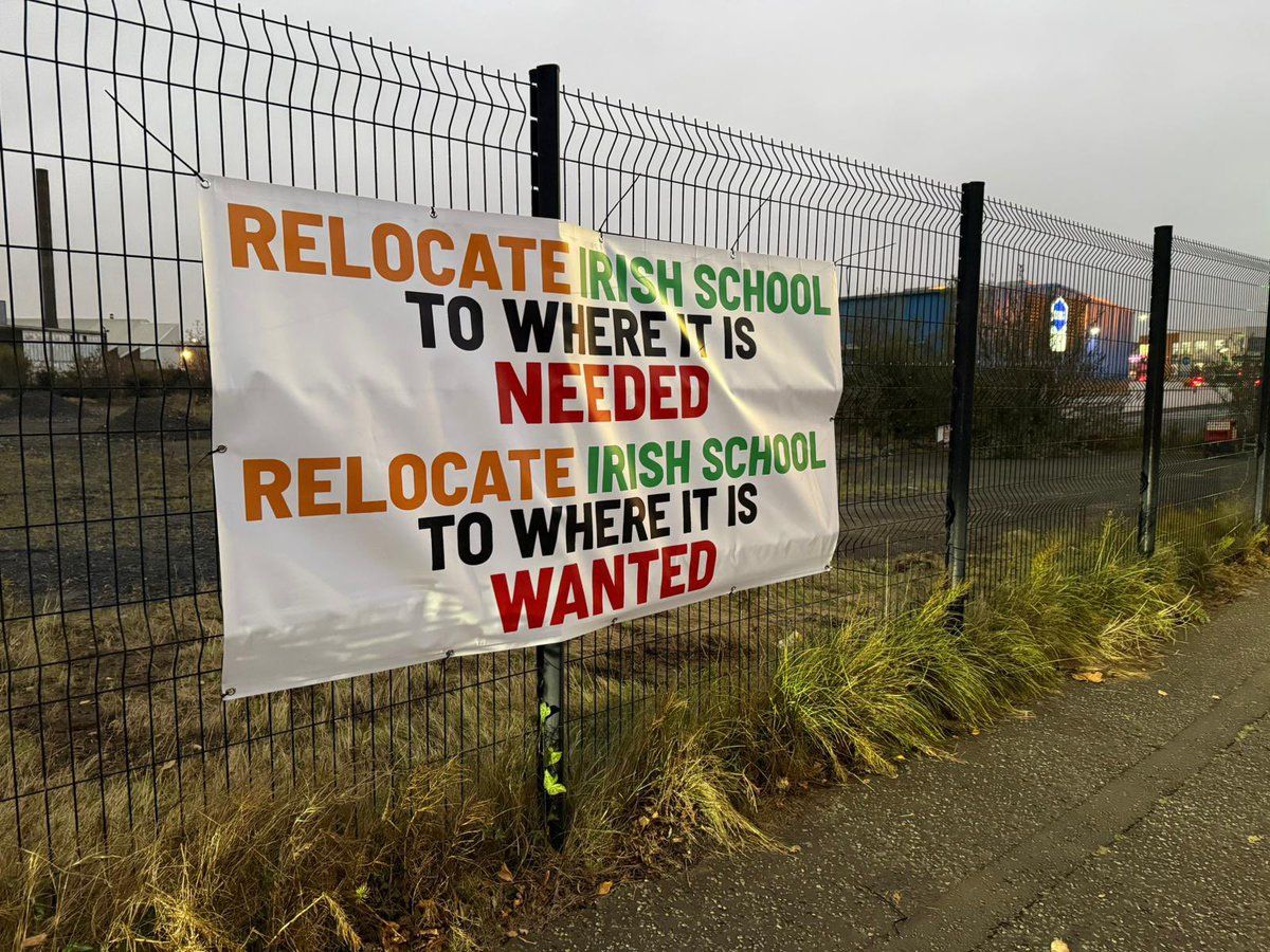 INTOLERANCE: The banner at the site of the new Irish language school in East Belfast